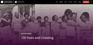 A screenshot of the website with a cover image of Black women protesting.