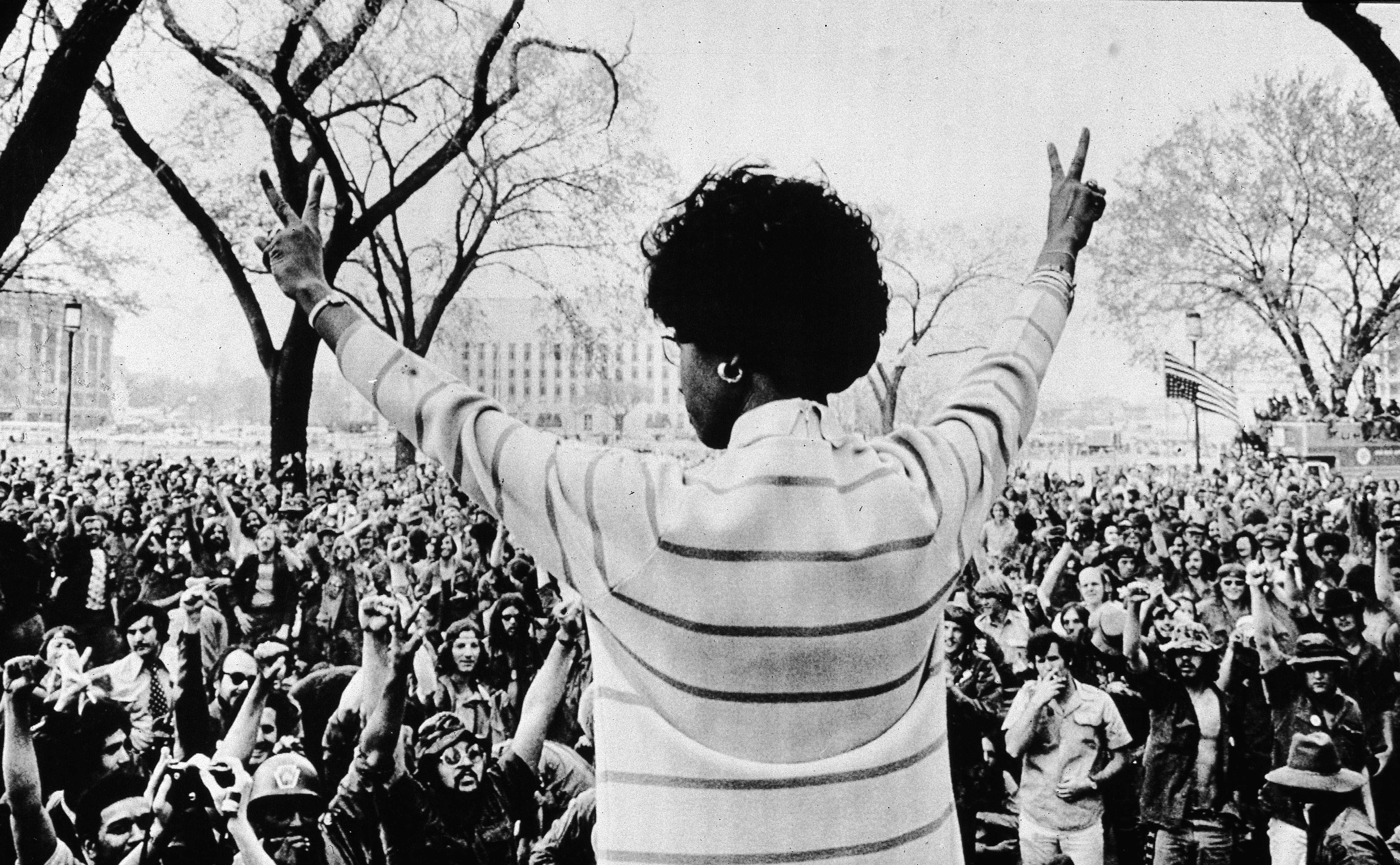 Photograph of Shirley Chisholm at antiwar demonstration