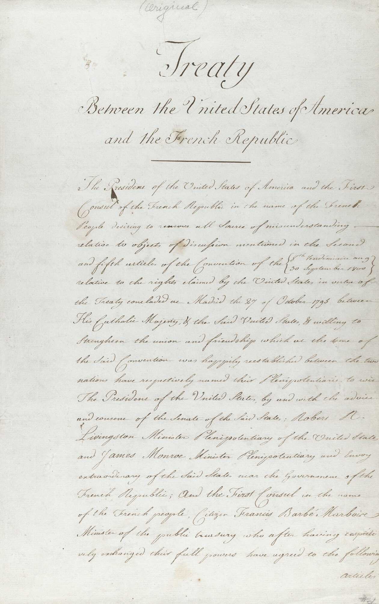 Original document of the Louisiana Treaty