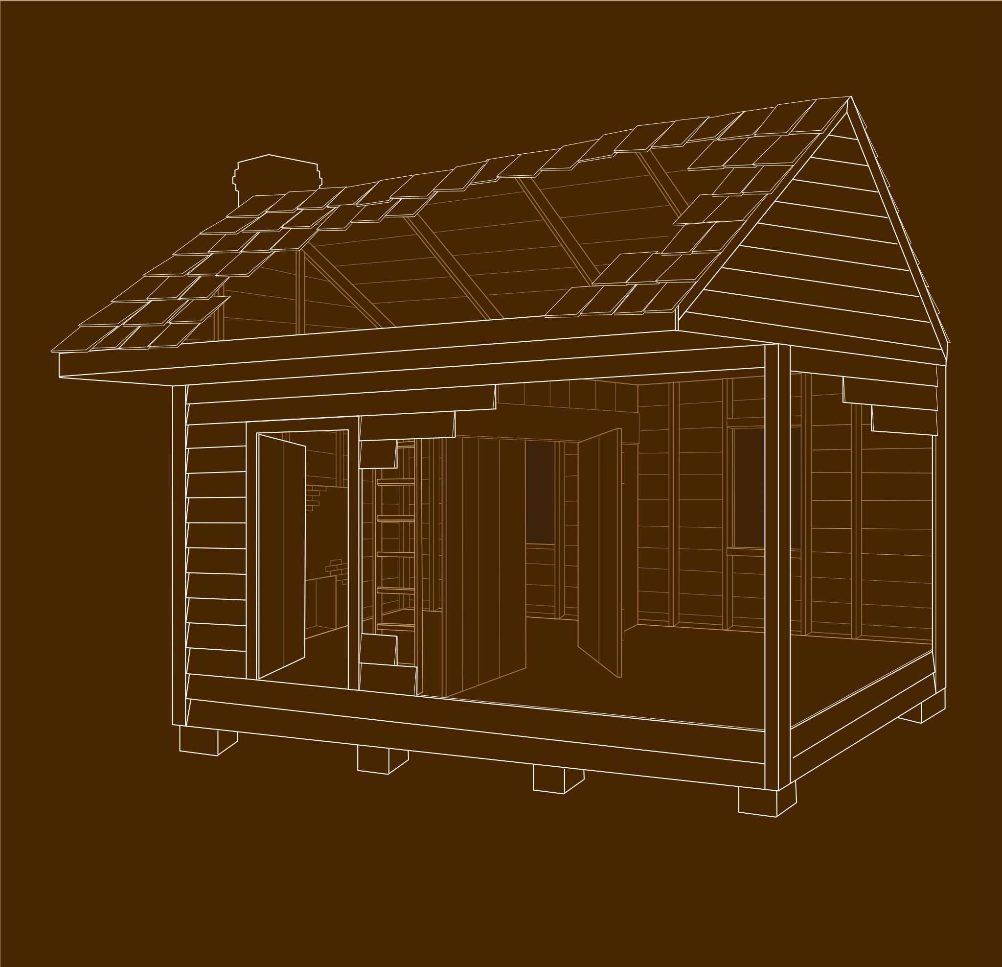 Computer-aided design (CAD) drawing of cabin