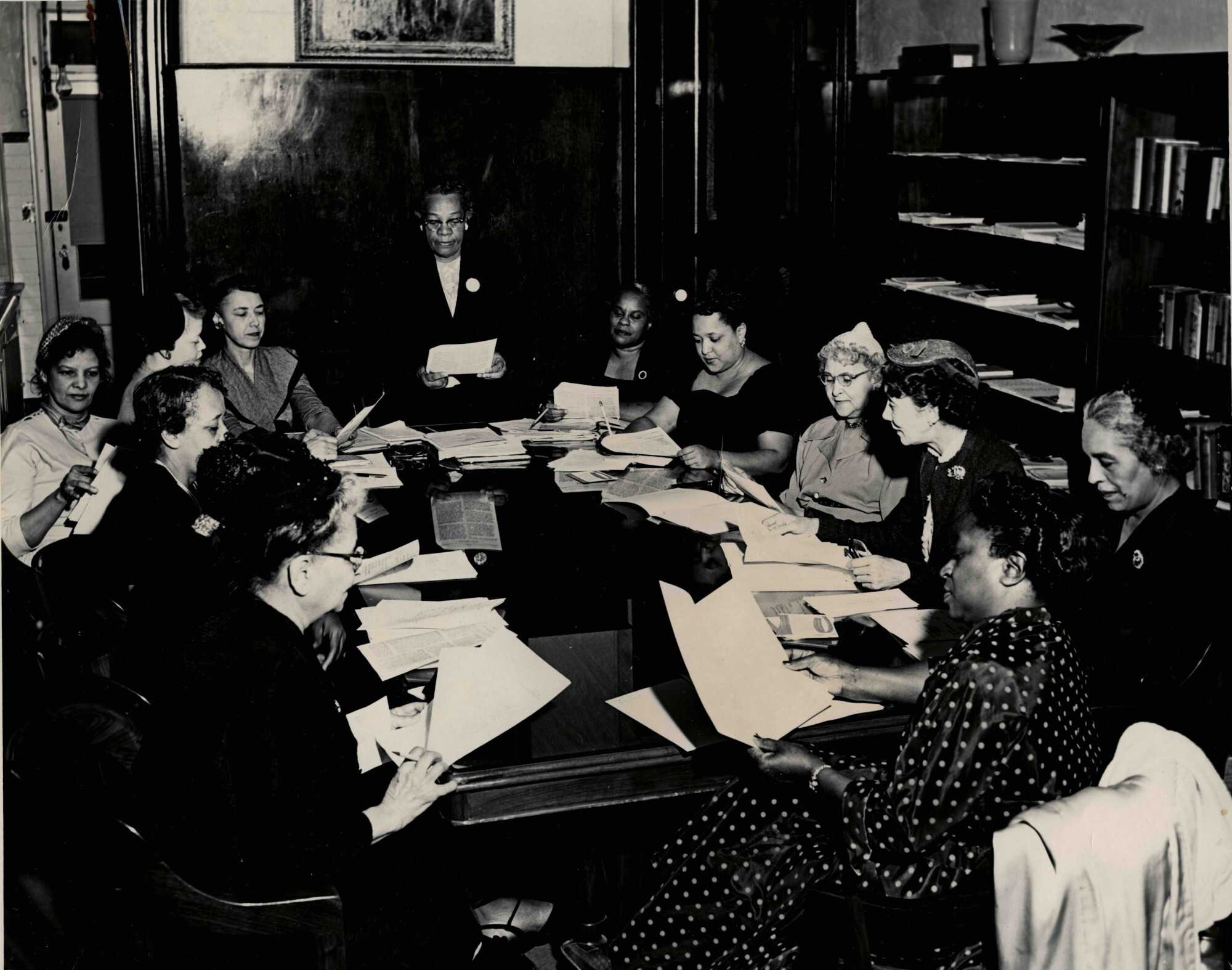 Photograph of education department meeting in the conference room of the NCNW Council House