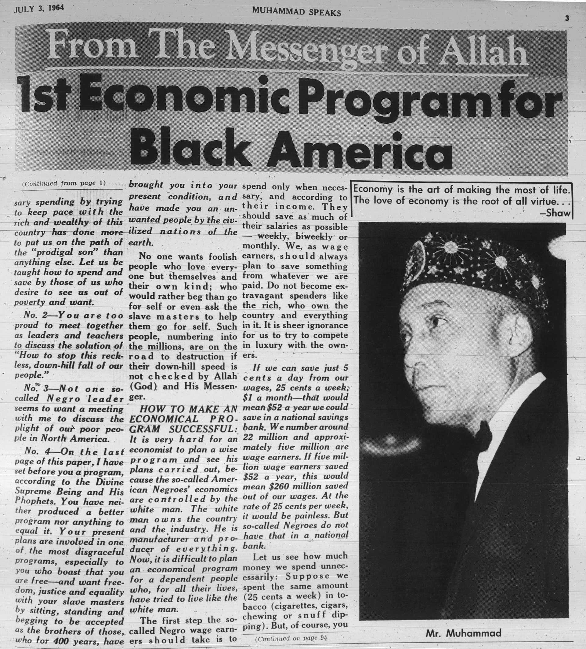 Image of newspaper print from Muhammad Speaks
