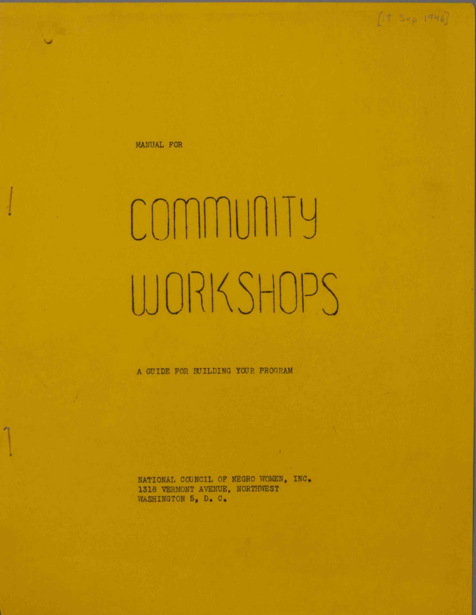 Cover of Community Workshops manual