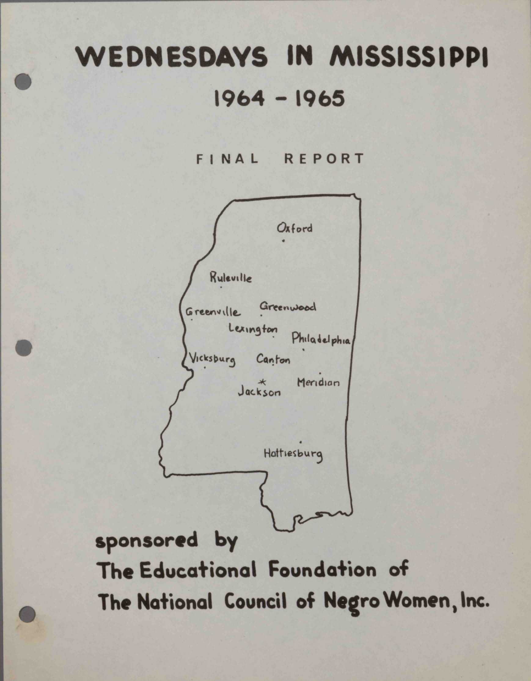 Cover image of Wednesdays in Mississippi, 1964–1965: Final Report