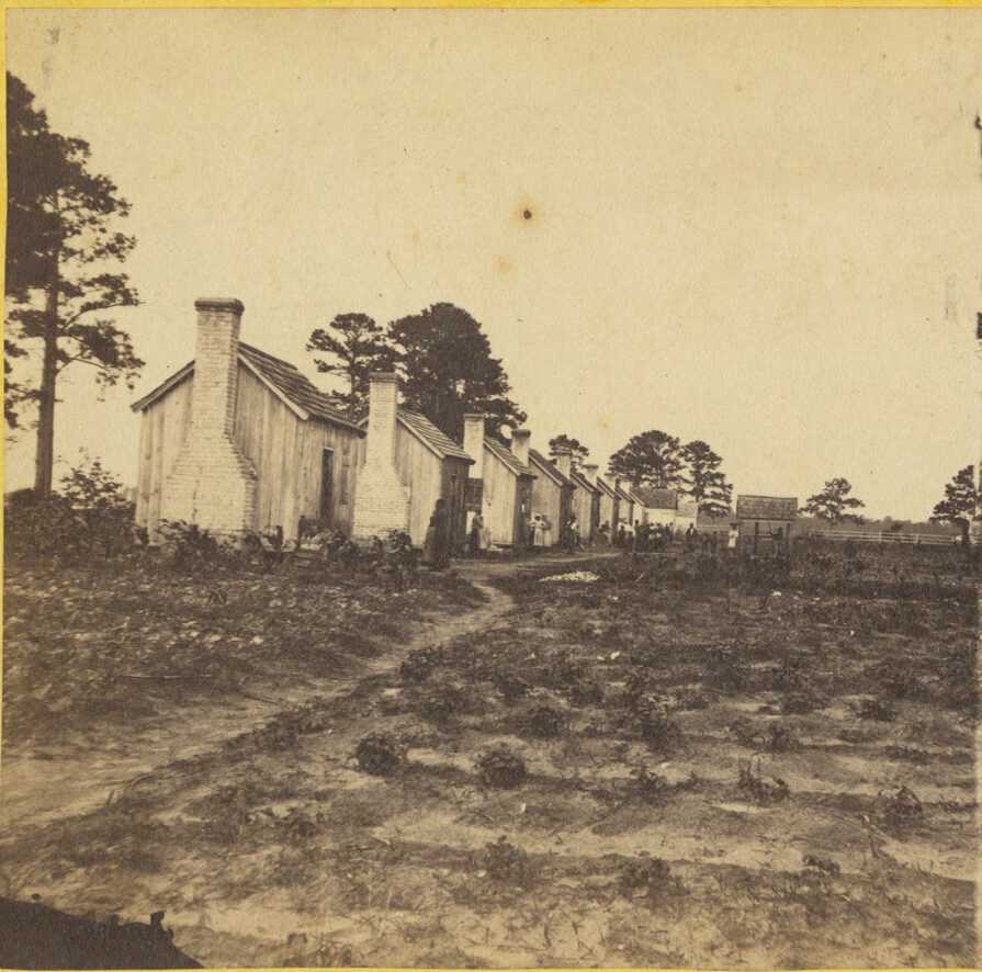 Photograph of cabins on Perryclear Plantation