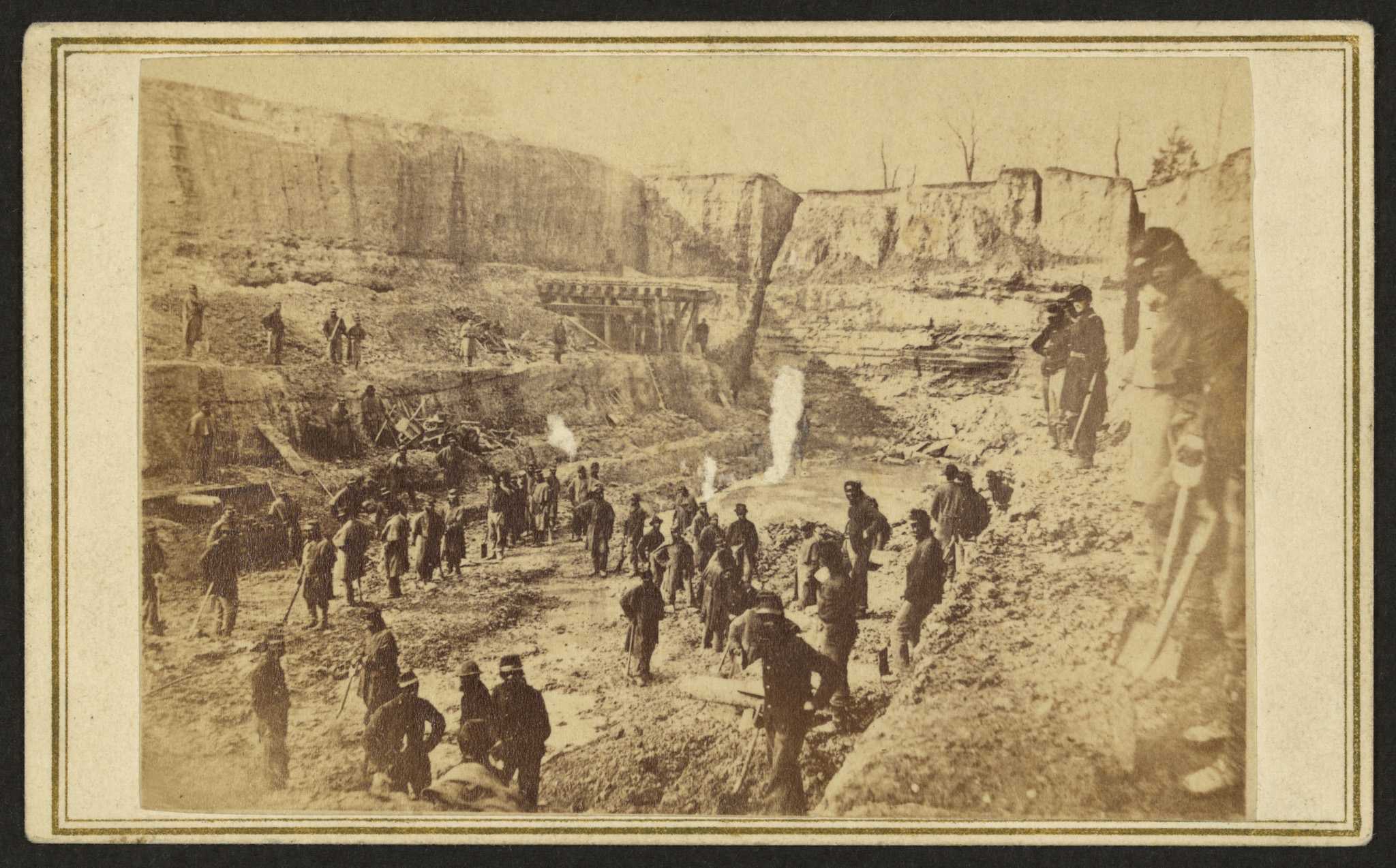 Photograph of African Americans digging the Dutch Gap Canal