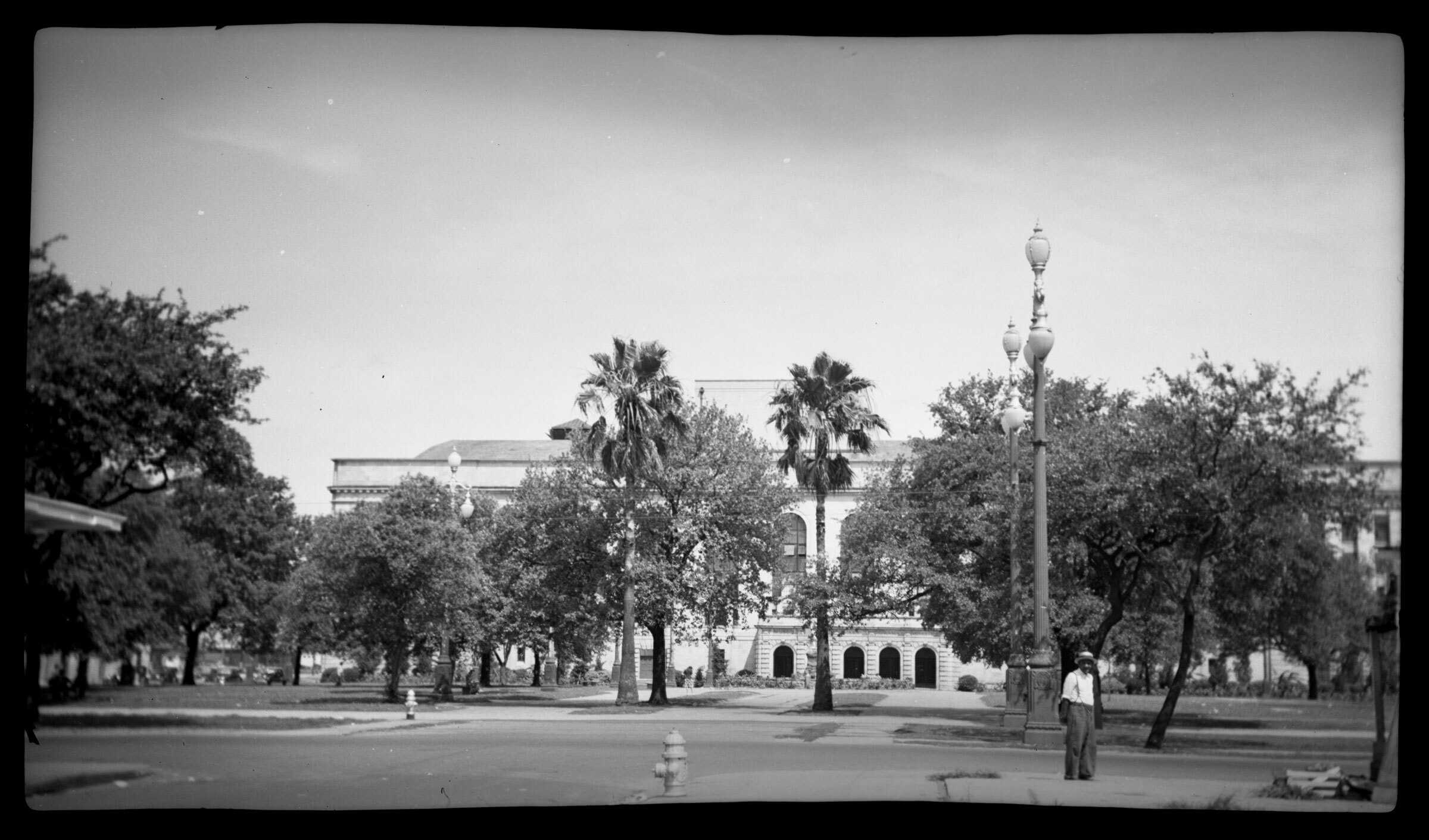 Black and white photograph of Congo Square in New Orleans, Louisiana.