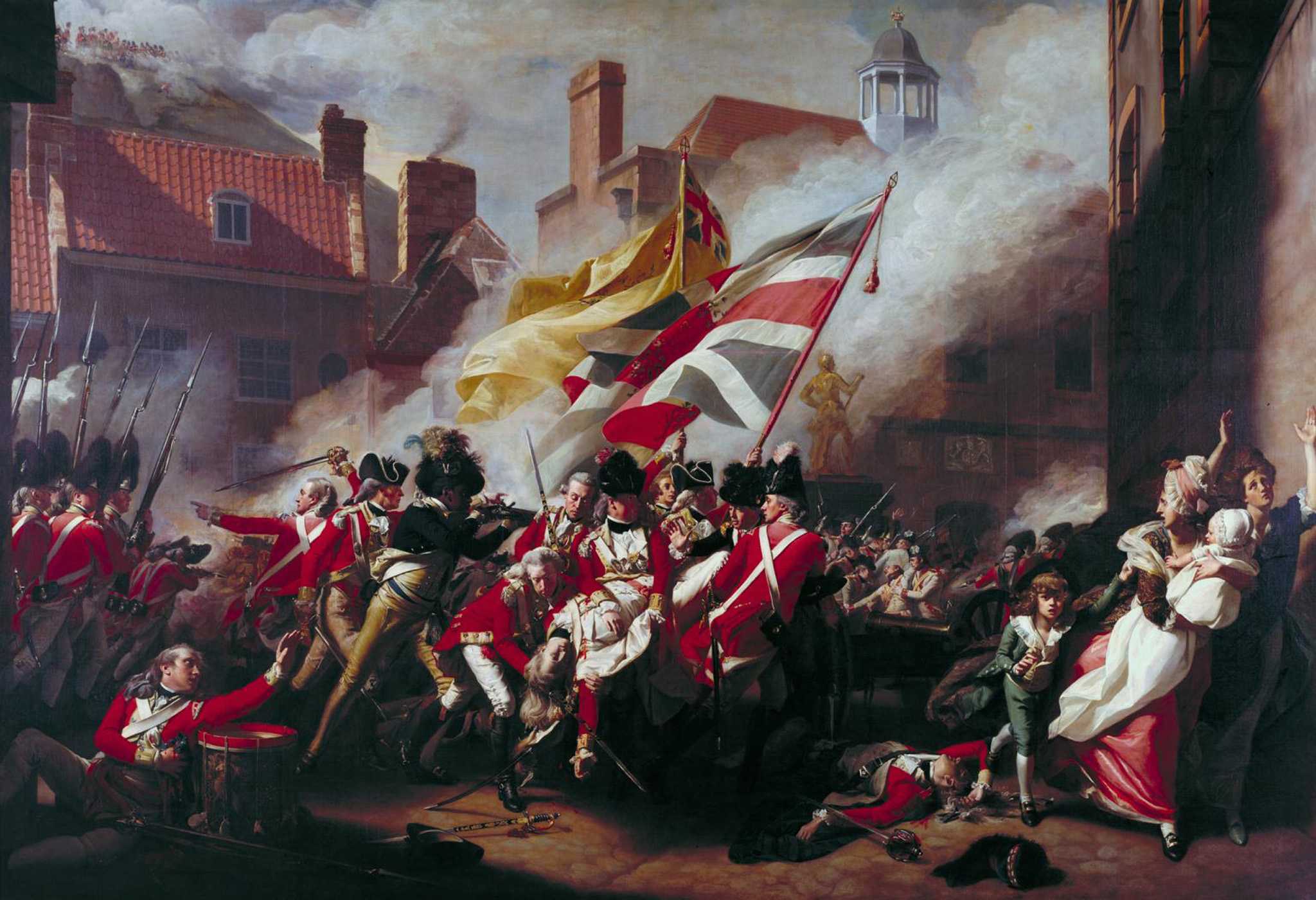 Painting depicting battle scene of the death of Major Peirson