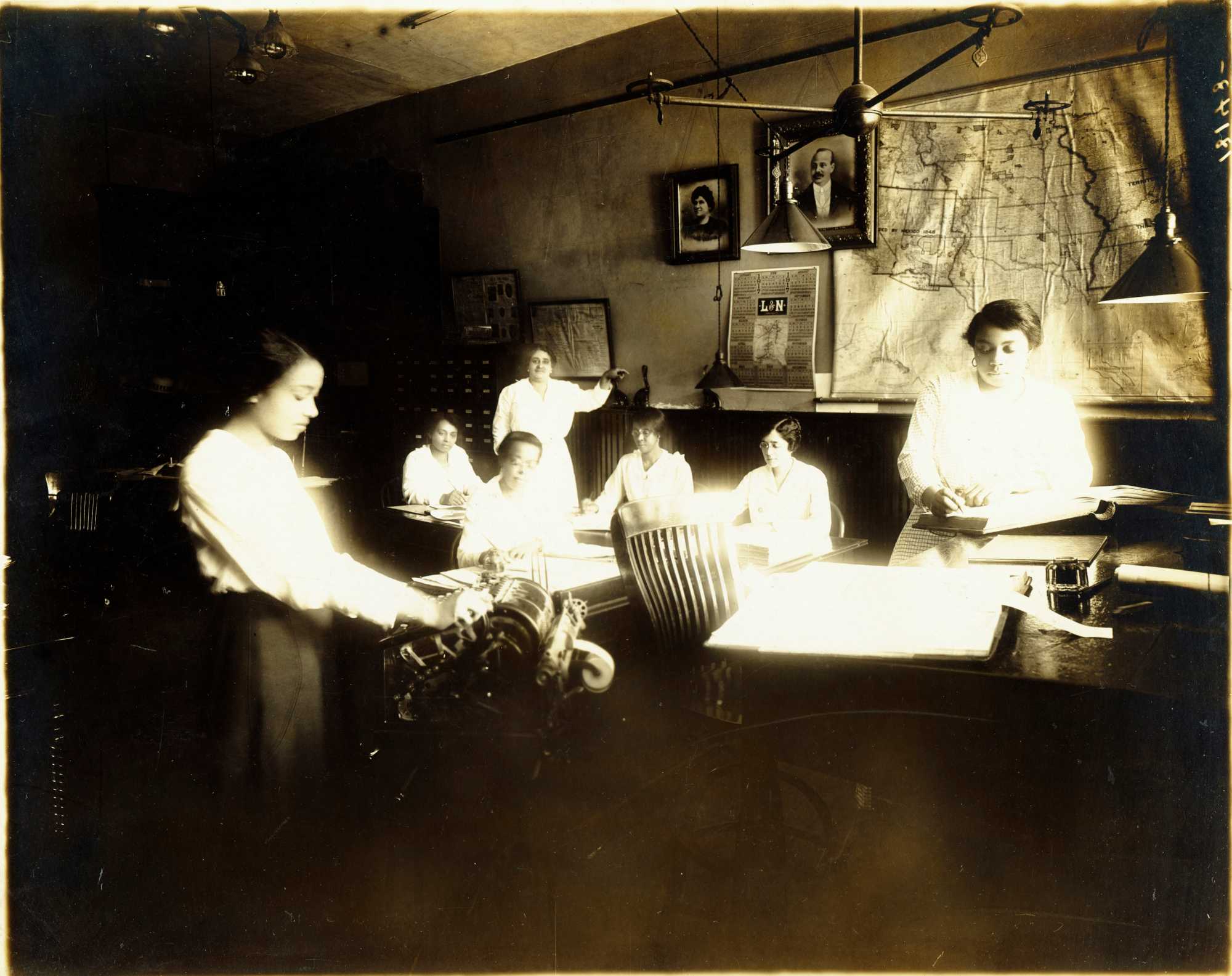 Maggie Lena Walker and office staff in accounting office
