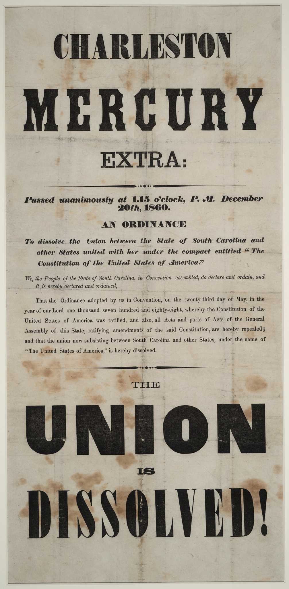 Image of broadside saying the Union is dissolved