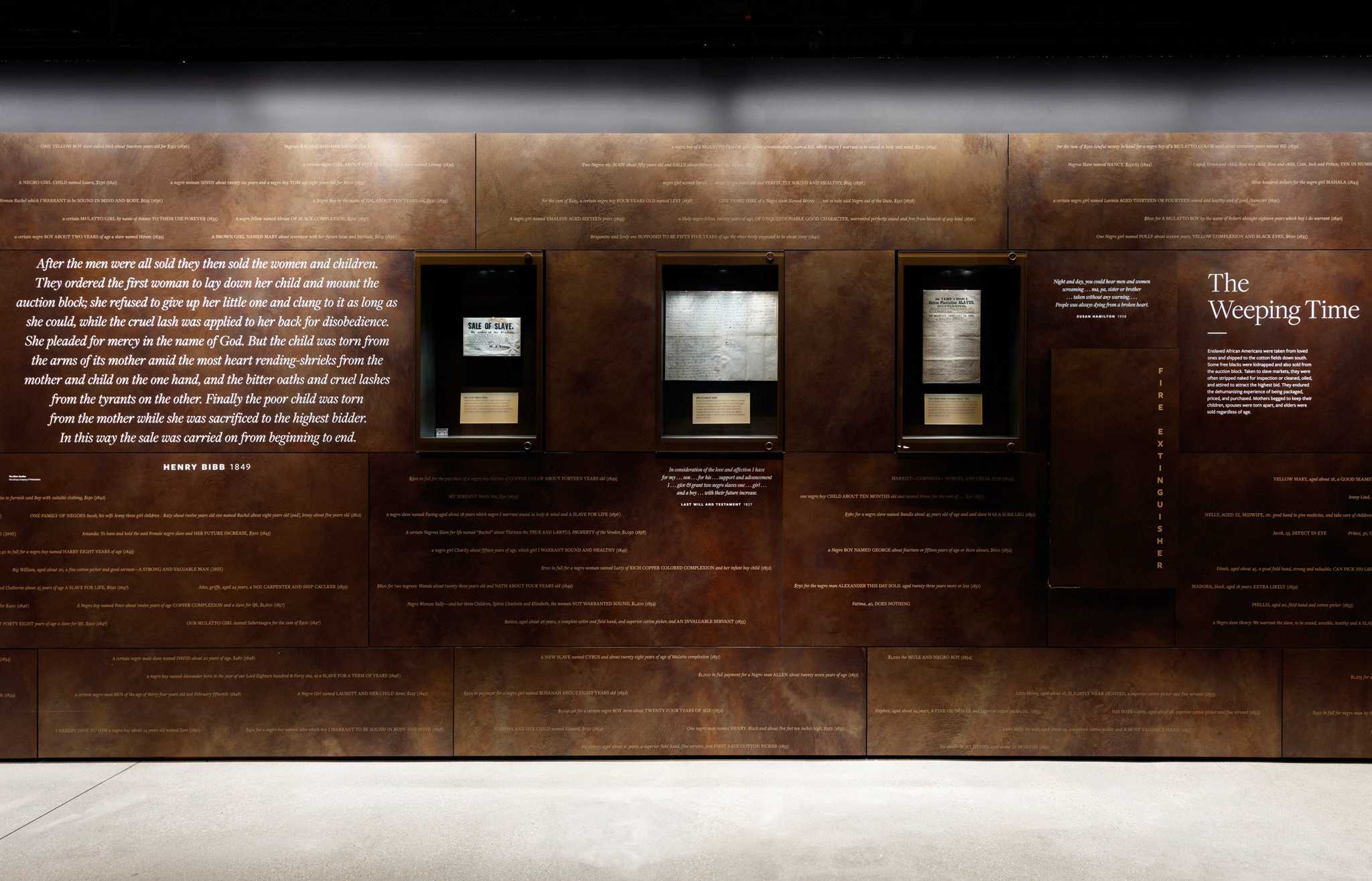Photograph of Transatlantic Slave Trade wall in the Museum's Slavery and Freedom exhibition