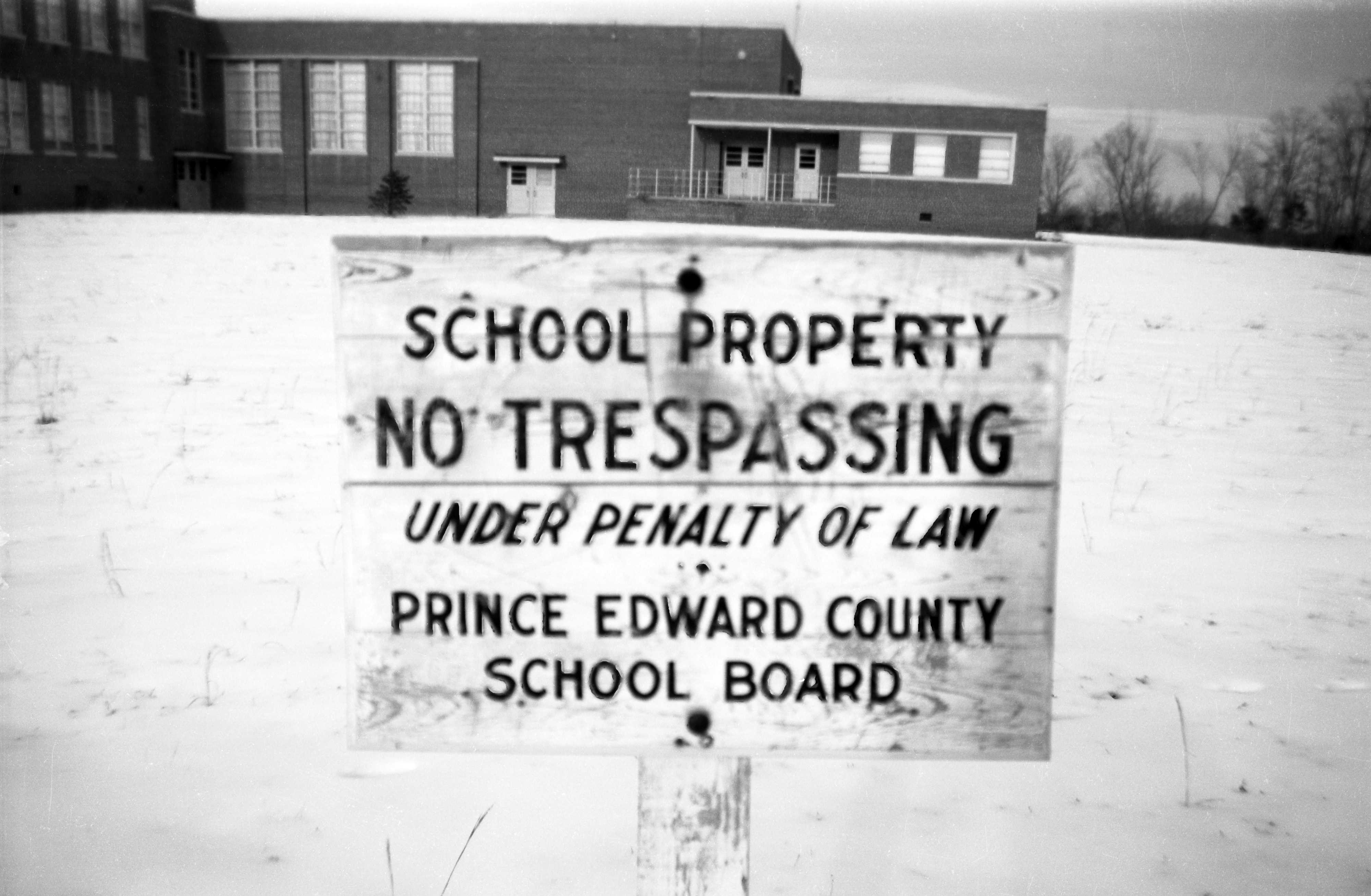 Photograph of No Trespassing, Moton High School sign