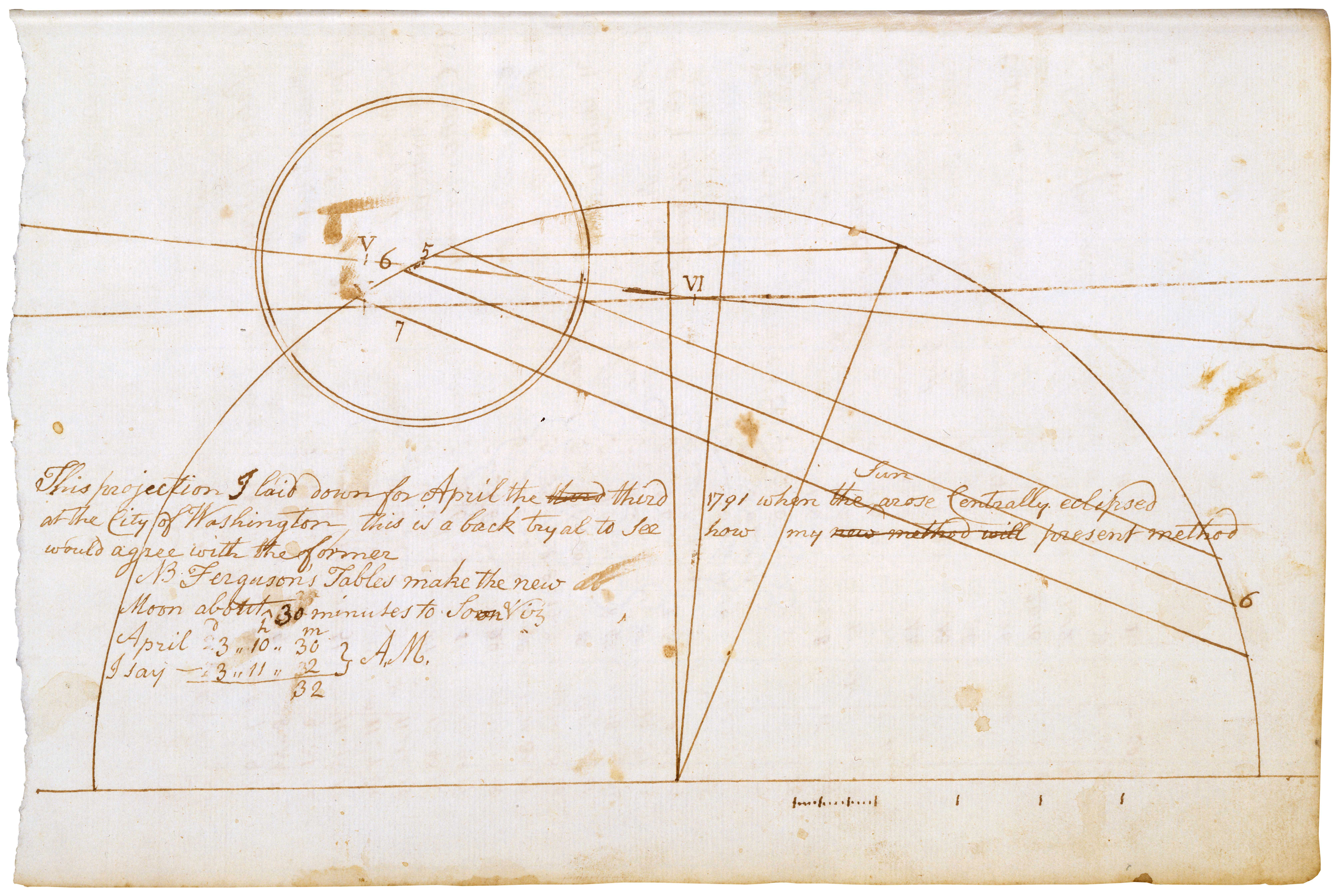 A drawing of a diagram of eclipses from Banneker's personal journals.