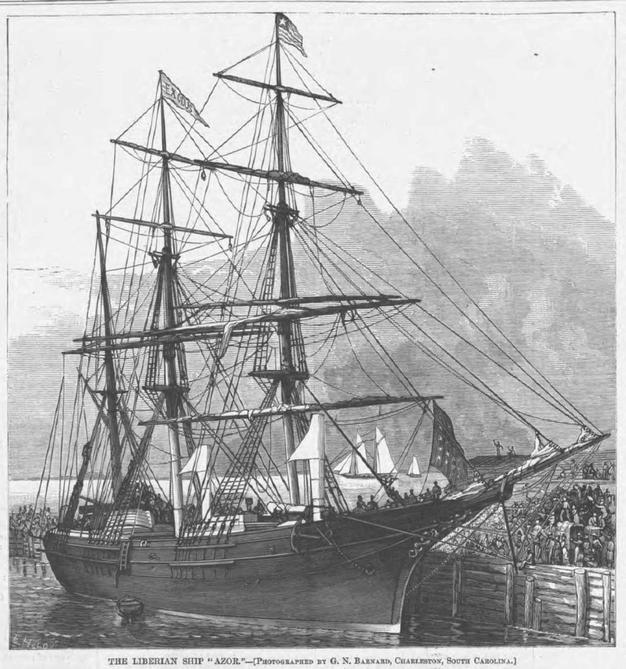Harper's Weekly page spread about the “The Liberian Ship ‘Azor’ from April 20th, 1878