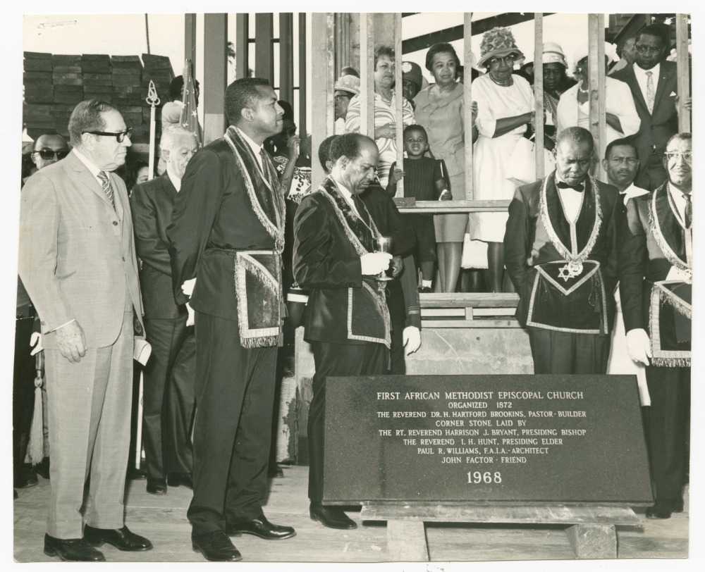 Photograph of FAME Church of Los Angeles cornerstone laying ceremony