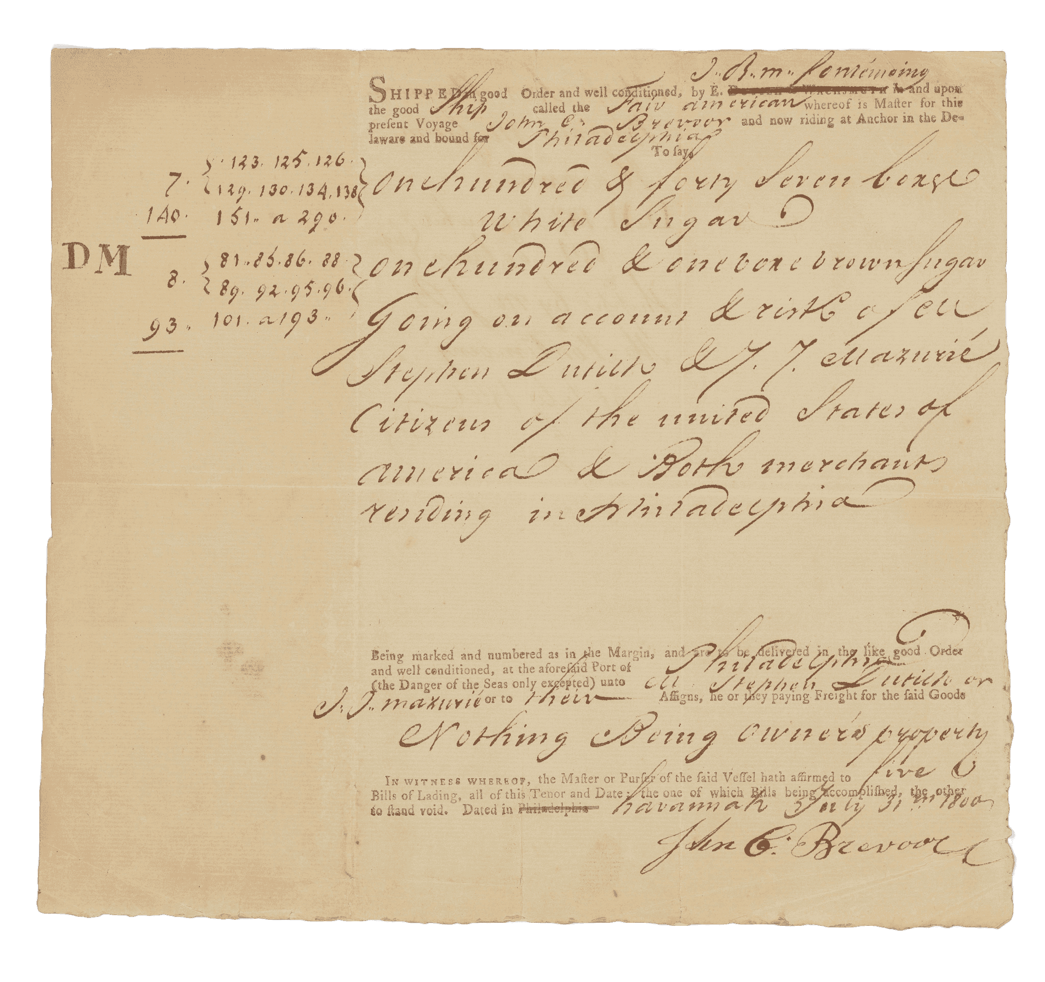 Image of Dewolf Ship Manifest document