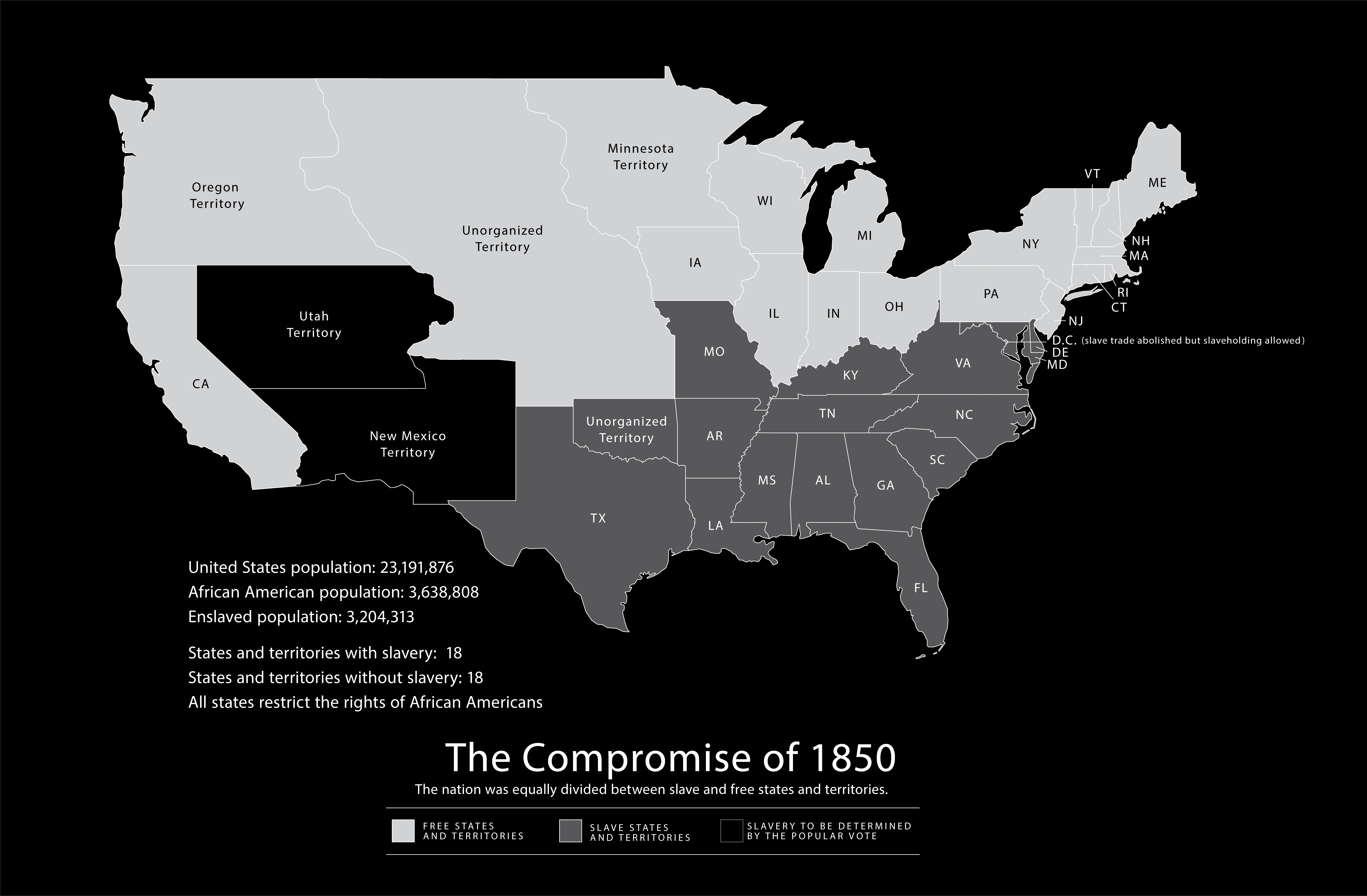 Map of The Compromise of 1850