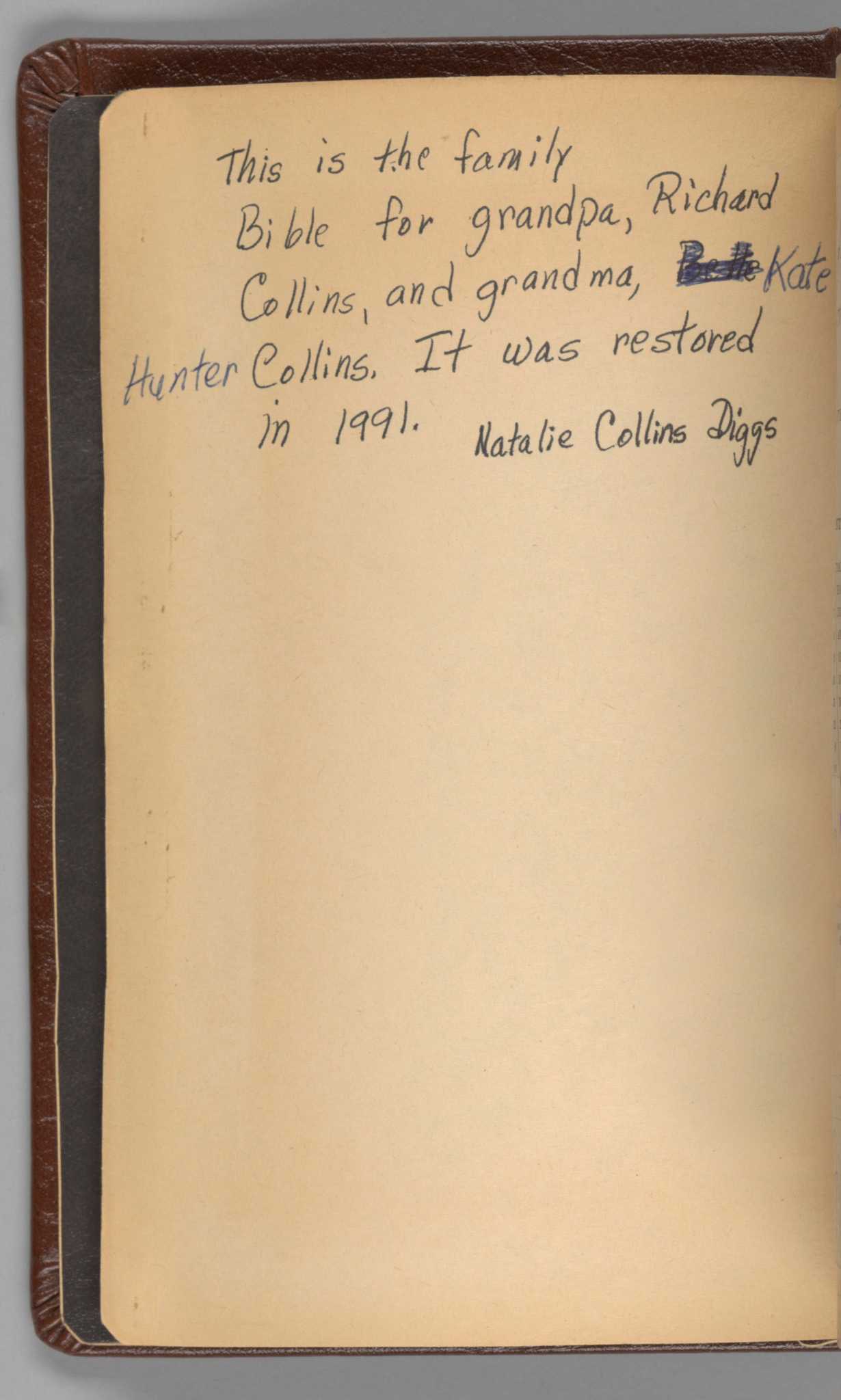Page of Collins family bible
