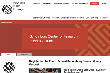 Screenshot of Schomburg Center for Research in Black Culture
