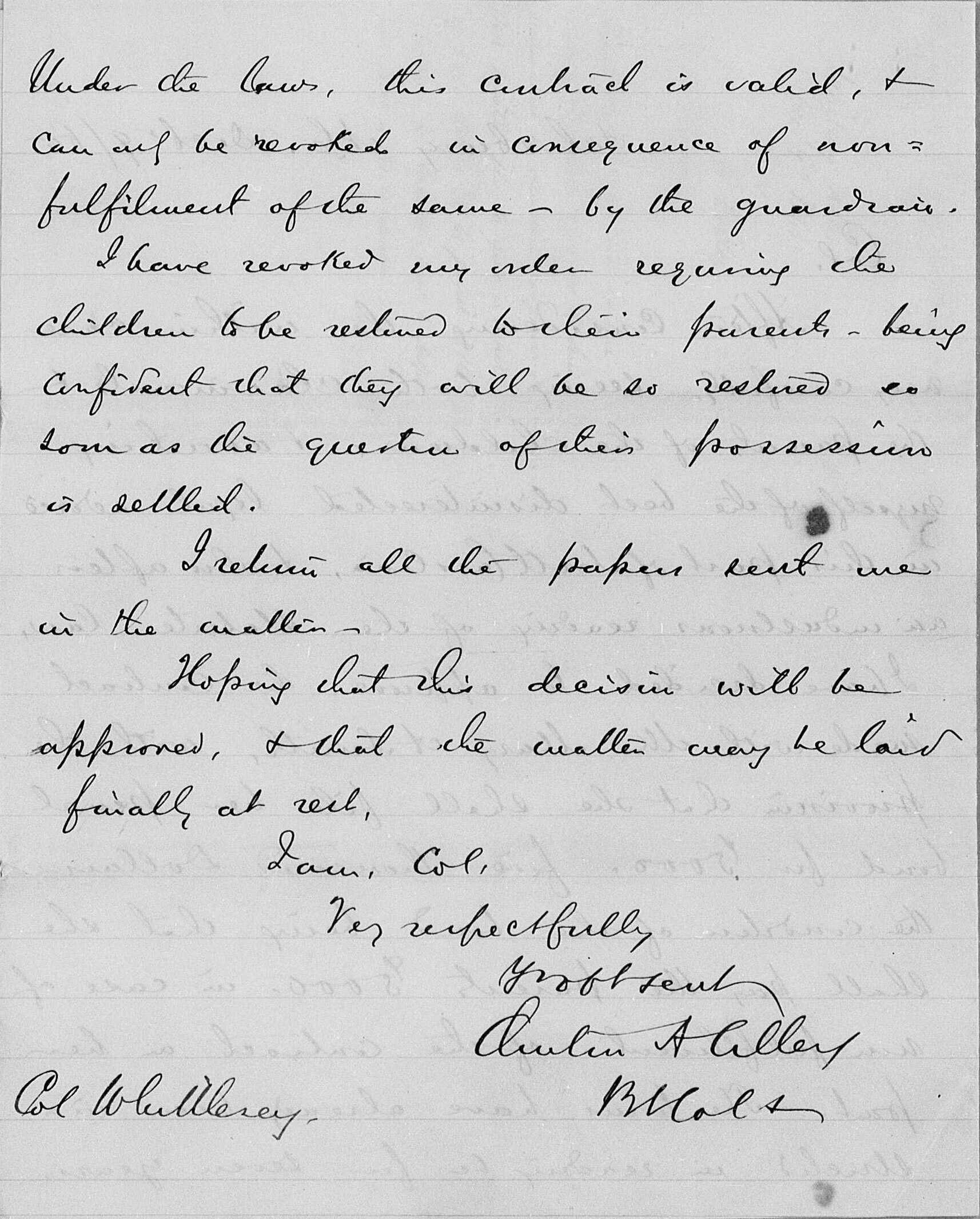Image of handwritten letter from December 9, 1865