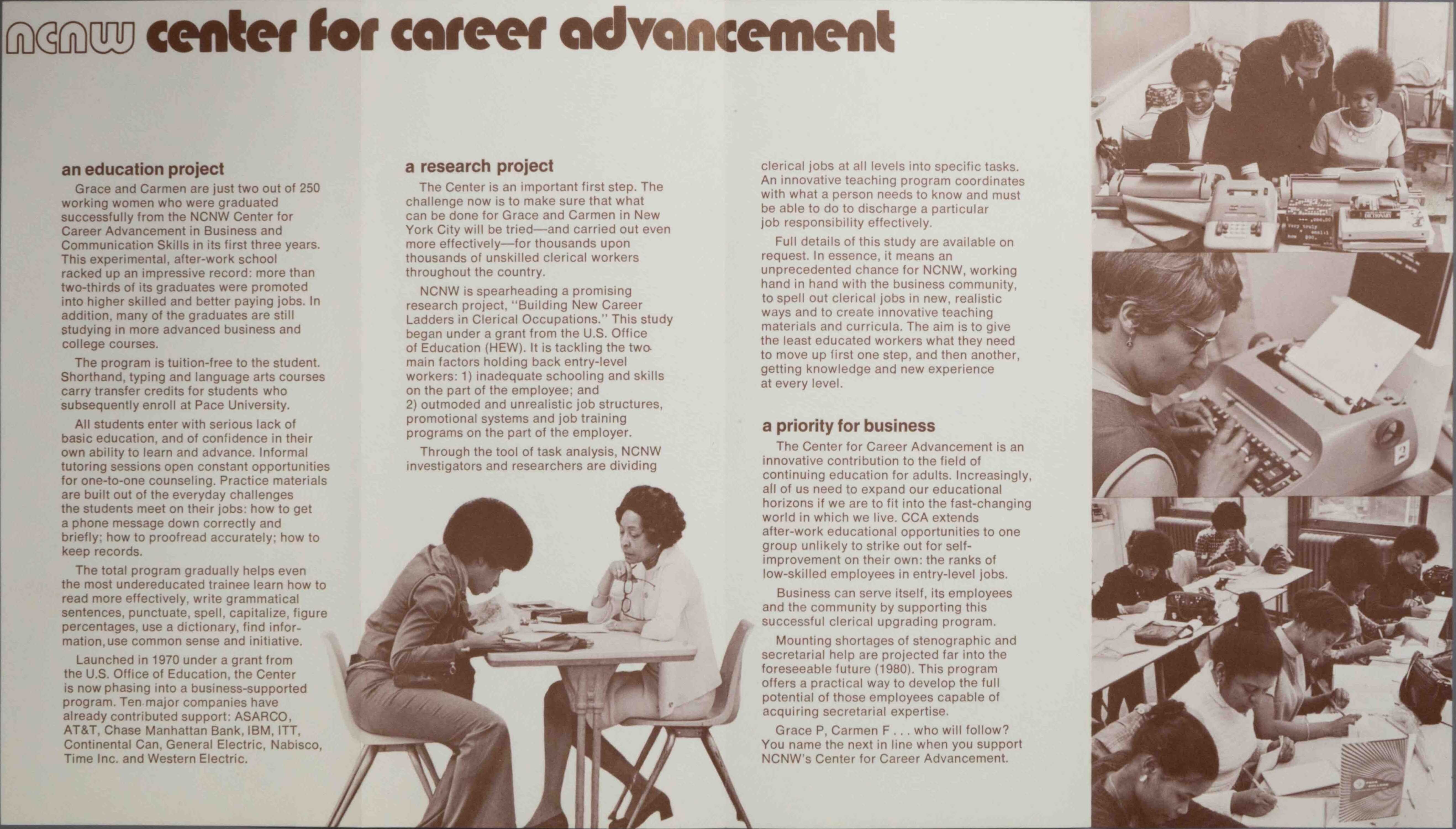 Cover of Brochure for NCNW Center for Career Advancement in Business and Communication Skills
