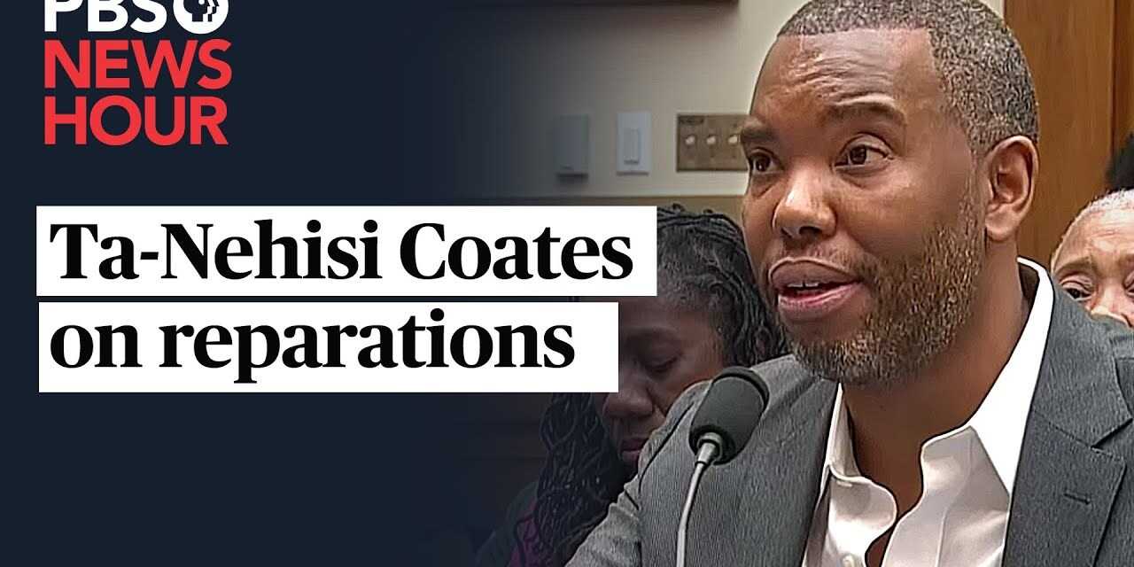 Ta Nehisi Coates on speaking into a microphone at a Congressional hearing.