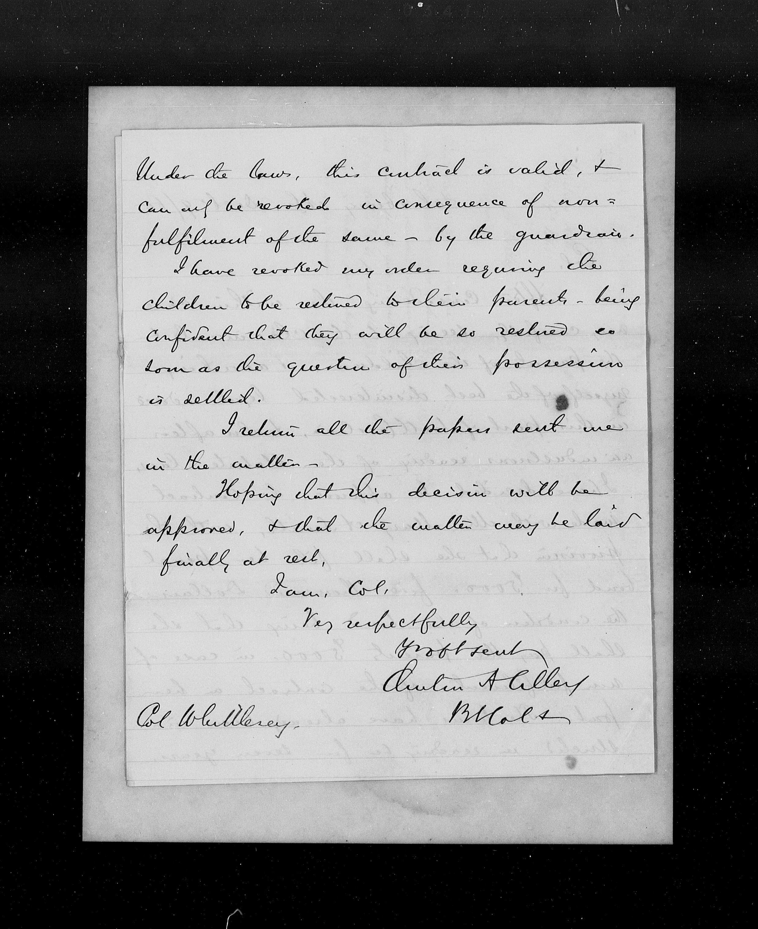 Image of handwritten letter from December 9, 1865