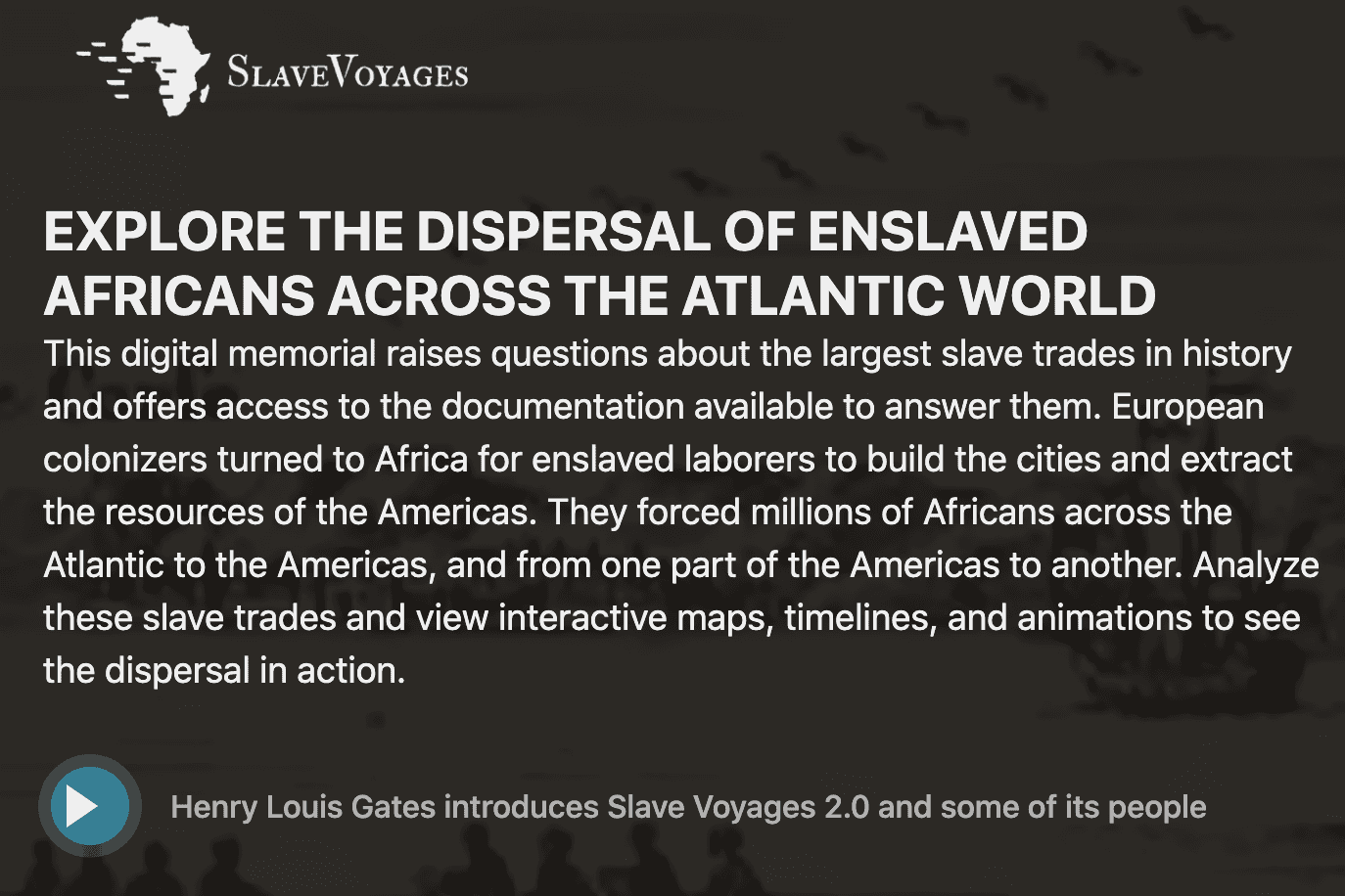 Screenshot of the Slave Voyages Database