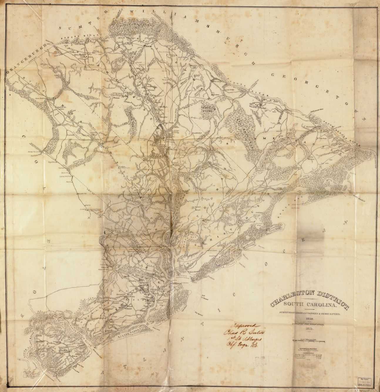 1825 Map Showing Historic Edisto Island Landscape