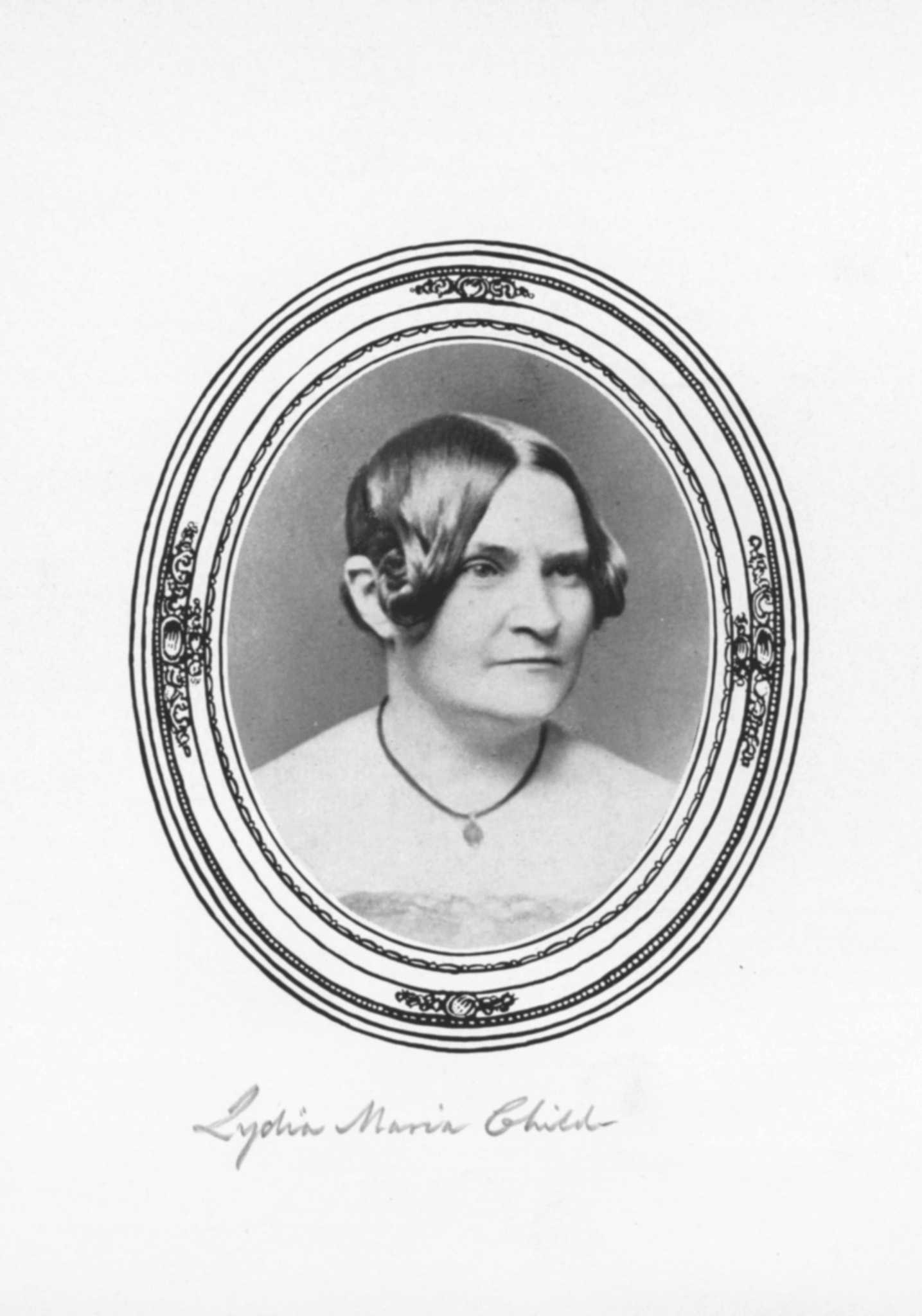 Photograph of Lydia Maria Child in oval-shaped frame
