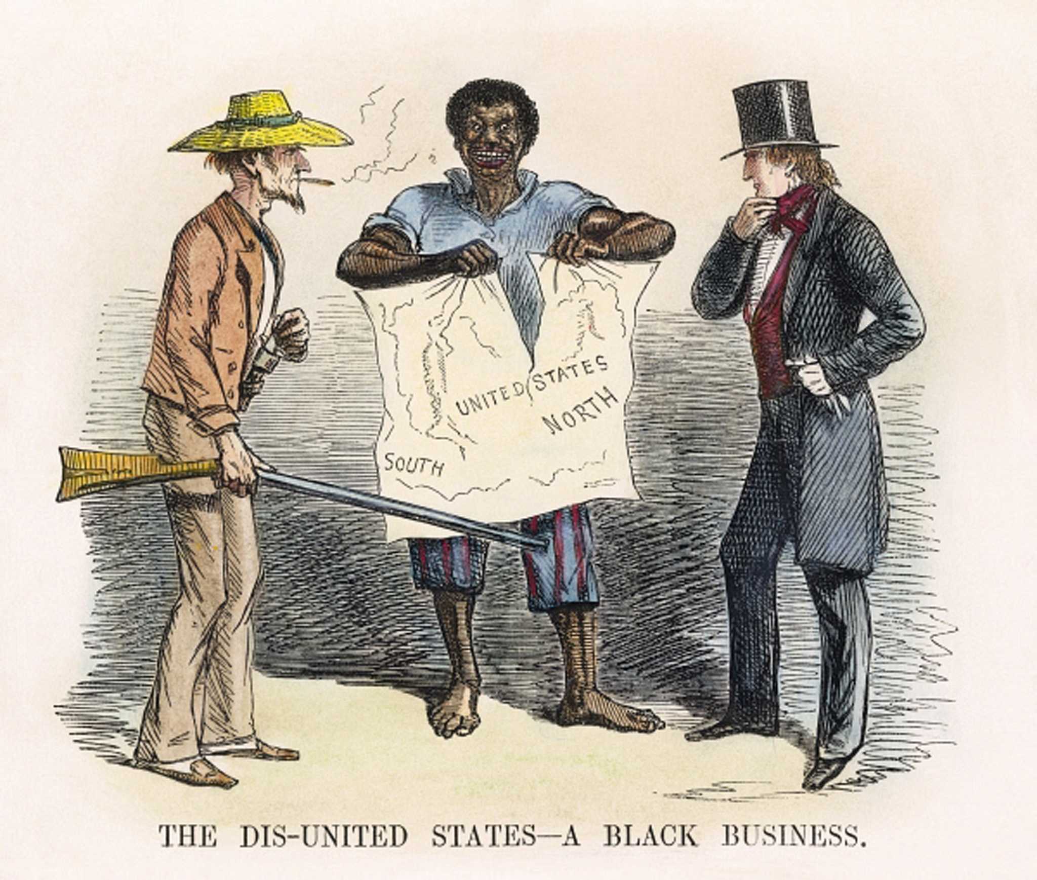 Image of the dis-United states-a black business cartoon.