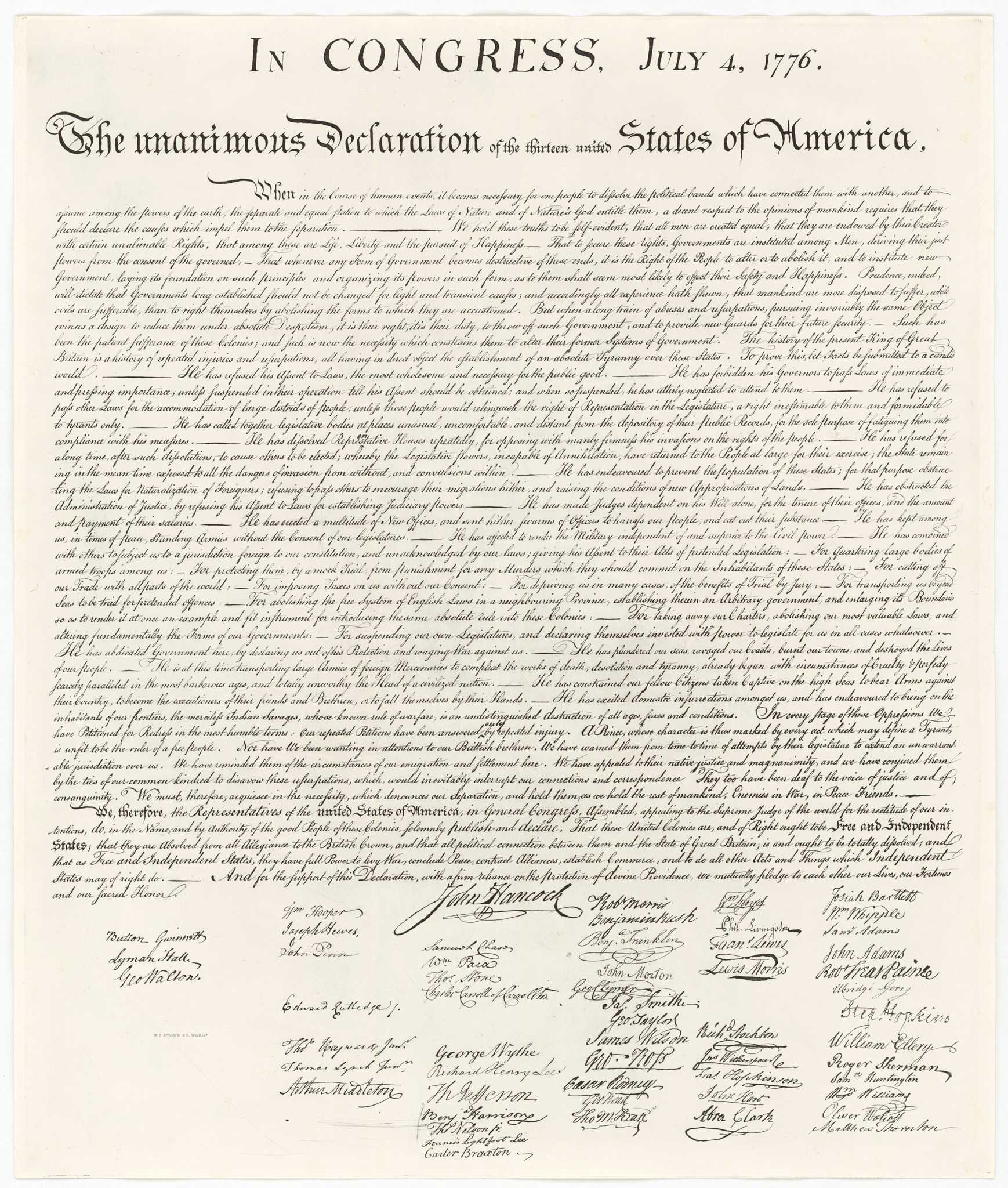 Declaration of Independence, 1776.
