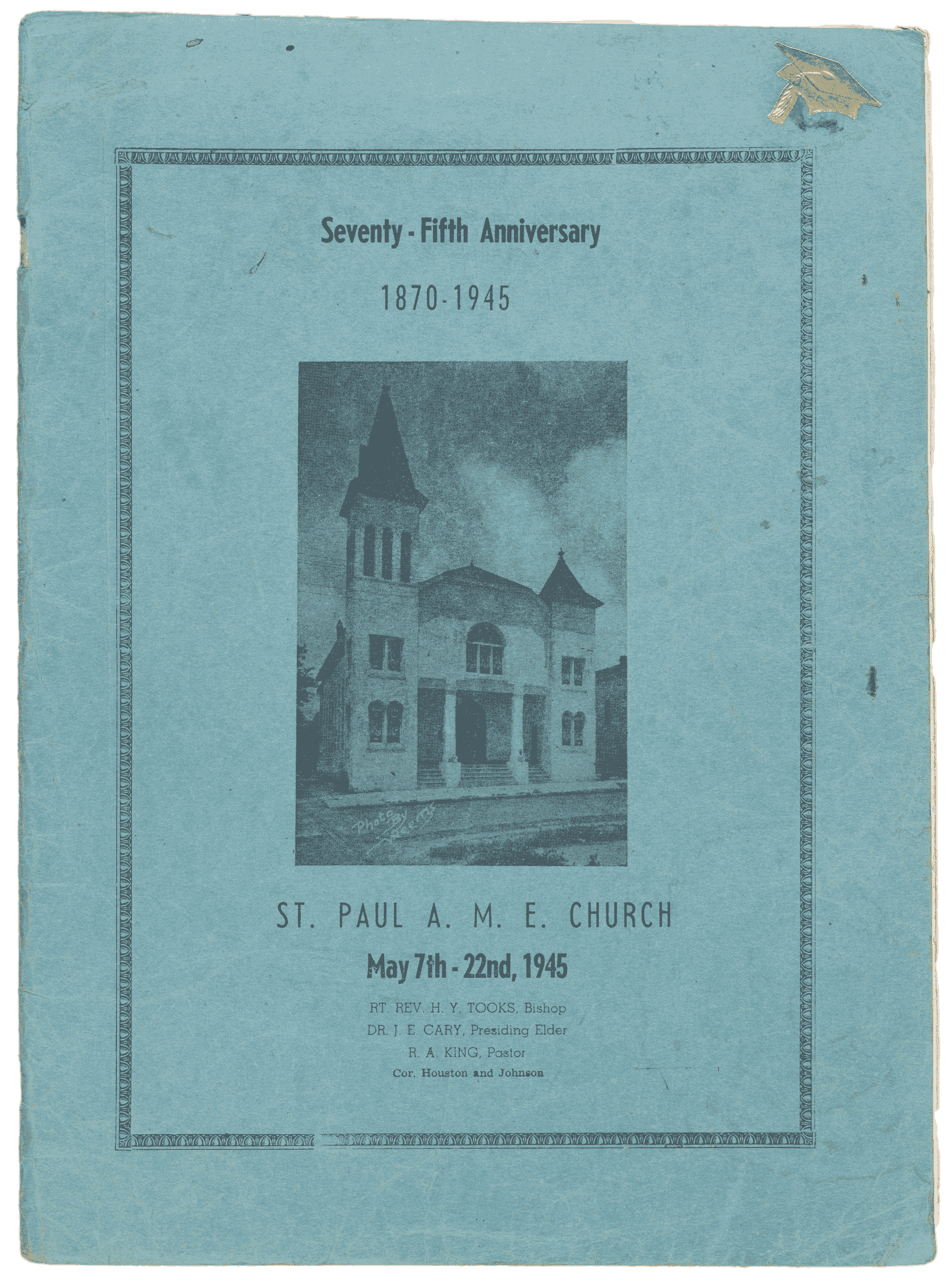 Blue Cover page of St. Paul A.M.E. church Seventy Fifth Anniversary Program