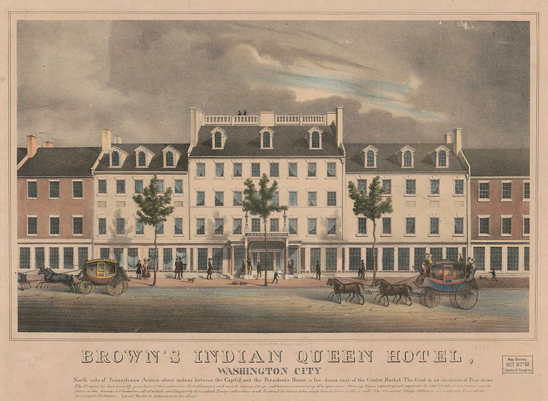 Illustration of Brown’s Indian Queen Hotel