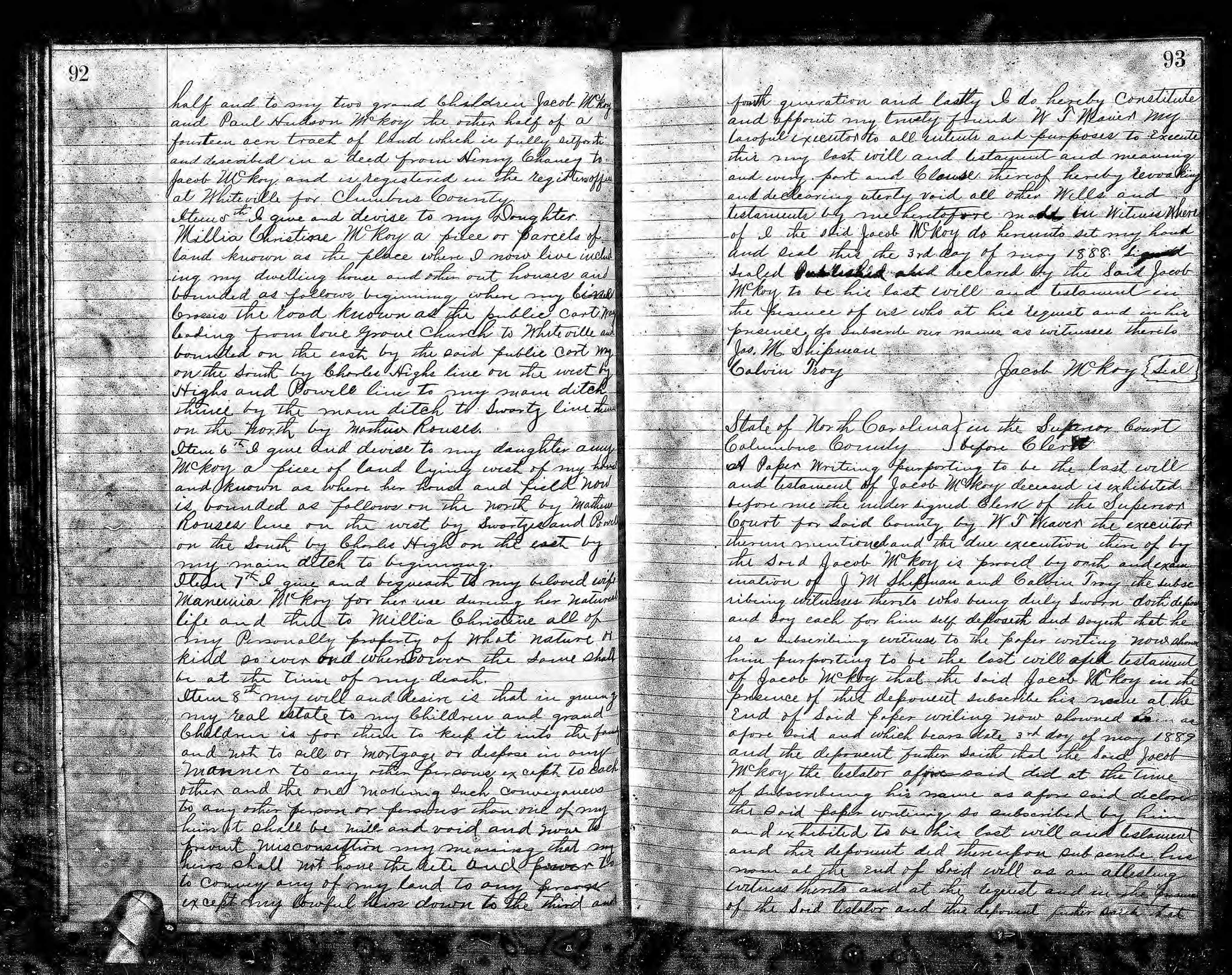 Image of Last Will and Testament of Jacob McCoy  document