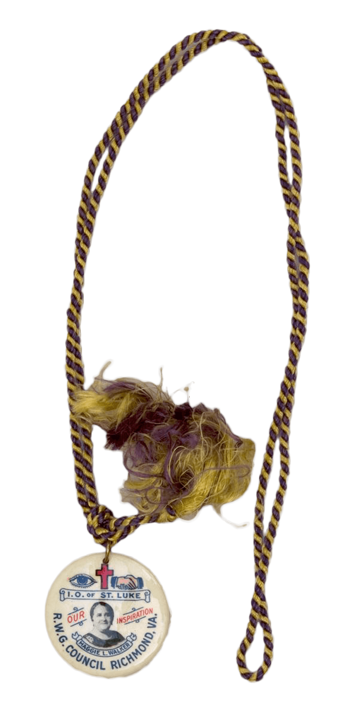 Photograph of a pendant with portrait of woman