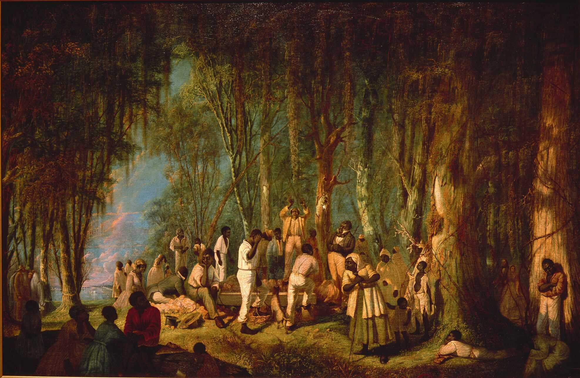 Painting of burial on a plantation