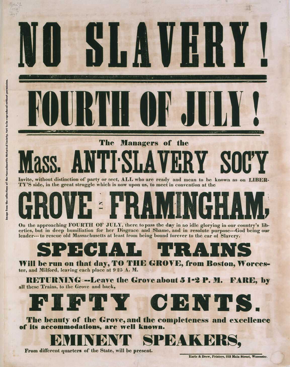 Image of broadside that reads "No slavery!"