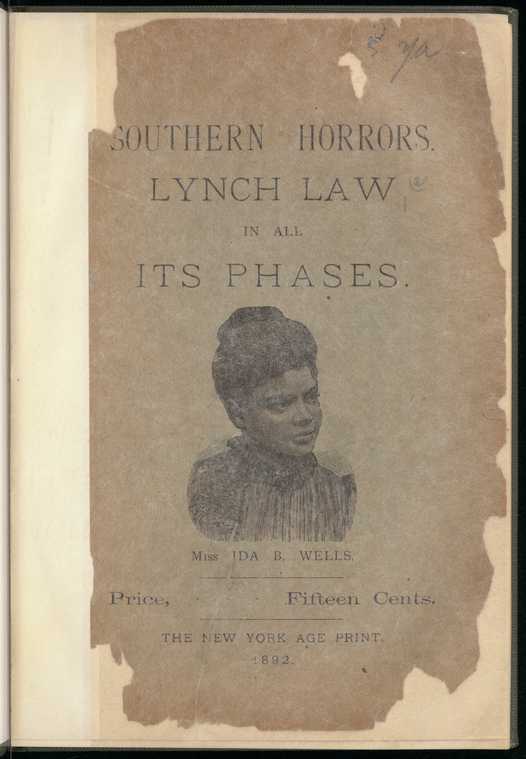 Title page of Ida B. Wells’s Southern Horrors: Lynch Law In All Its Phases (NYPL)