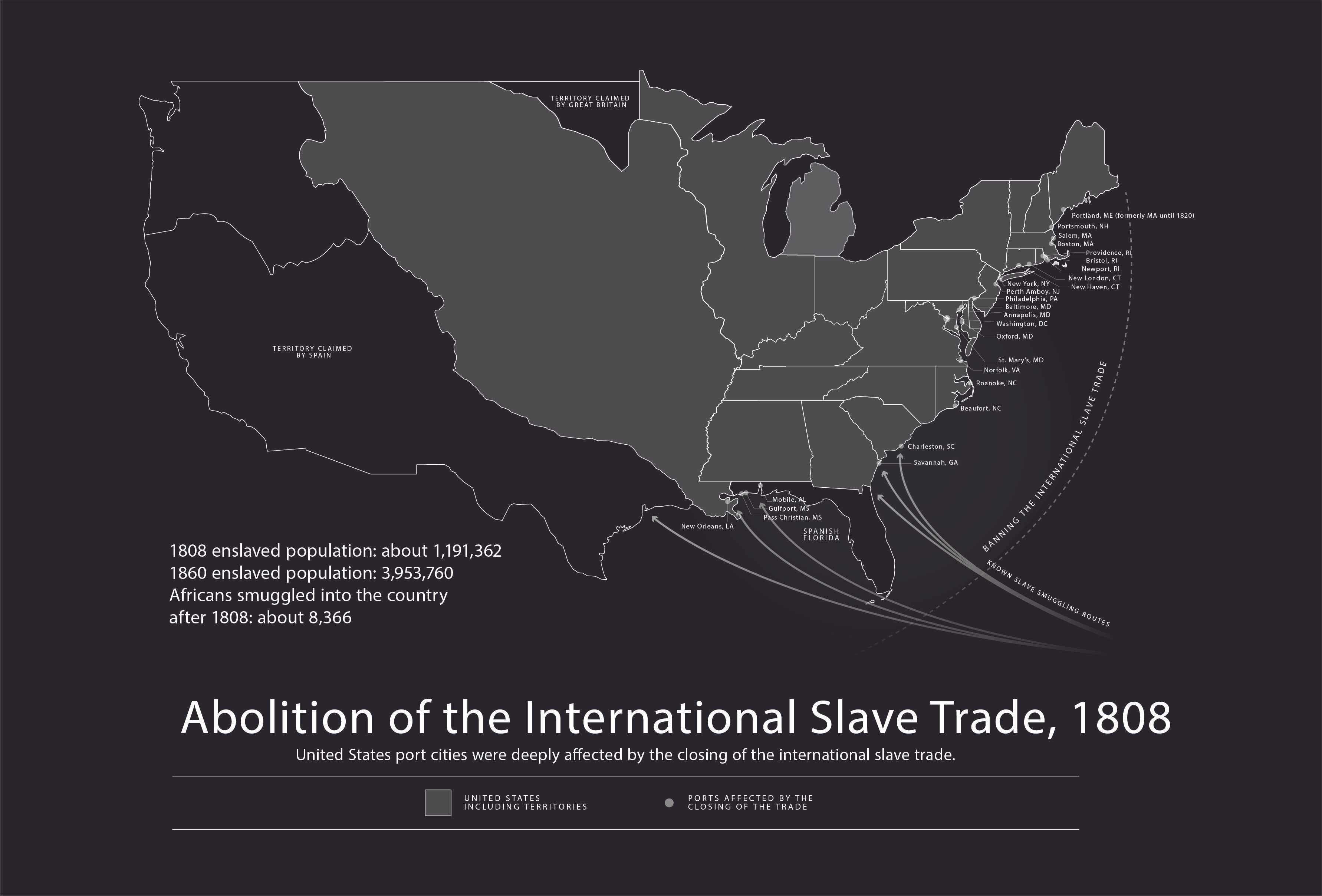 Map showing the Abolition of the International Slave Trade, 1808
