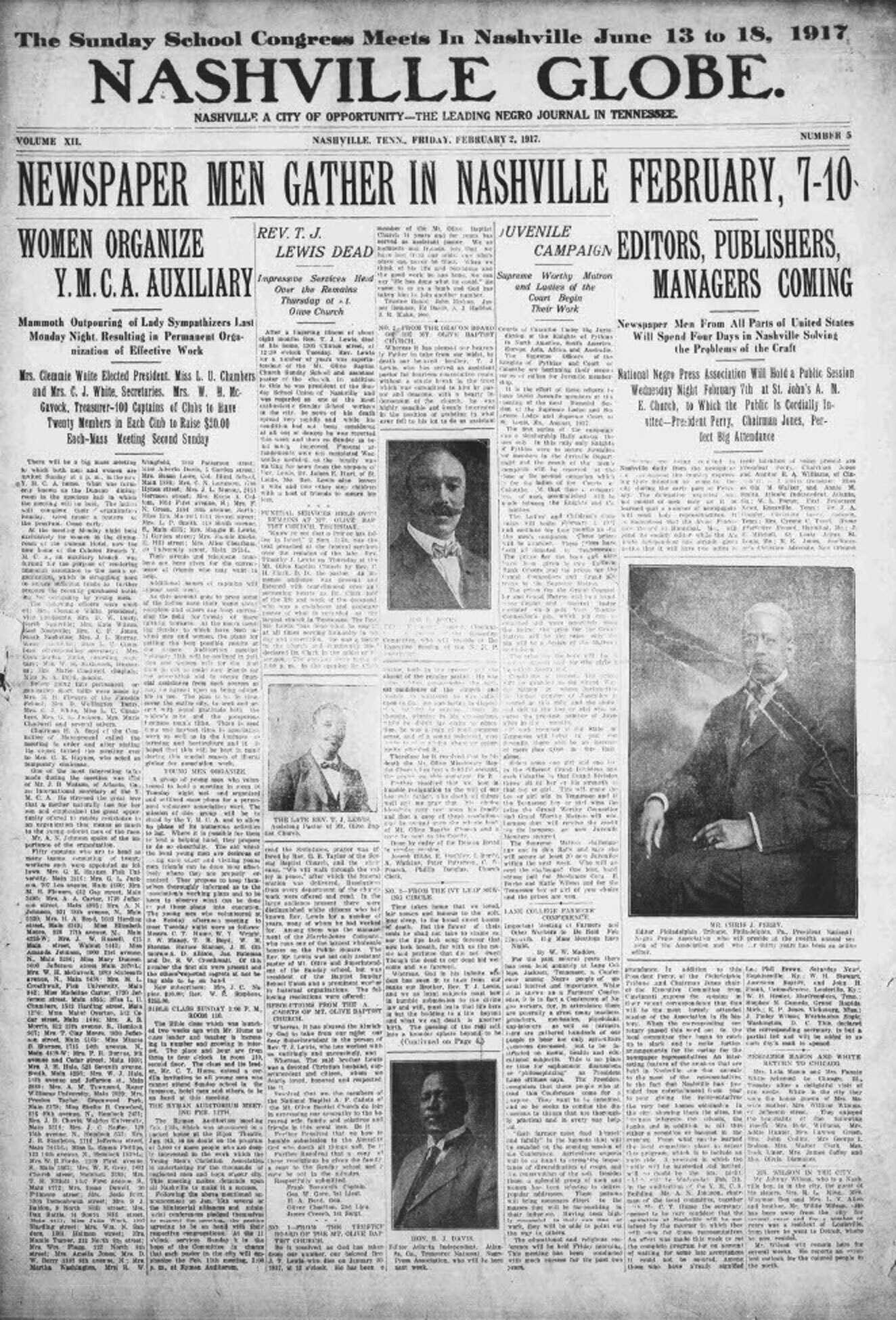 Image of Front Page of the Nashville Globe, February 2, 1917