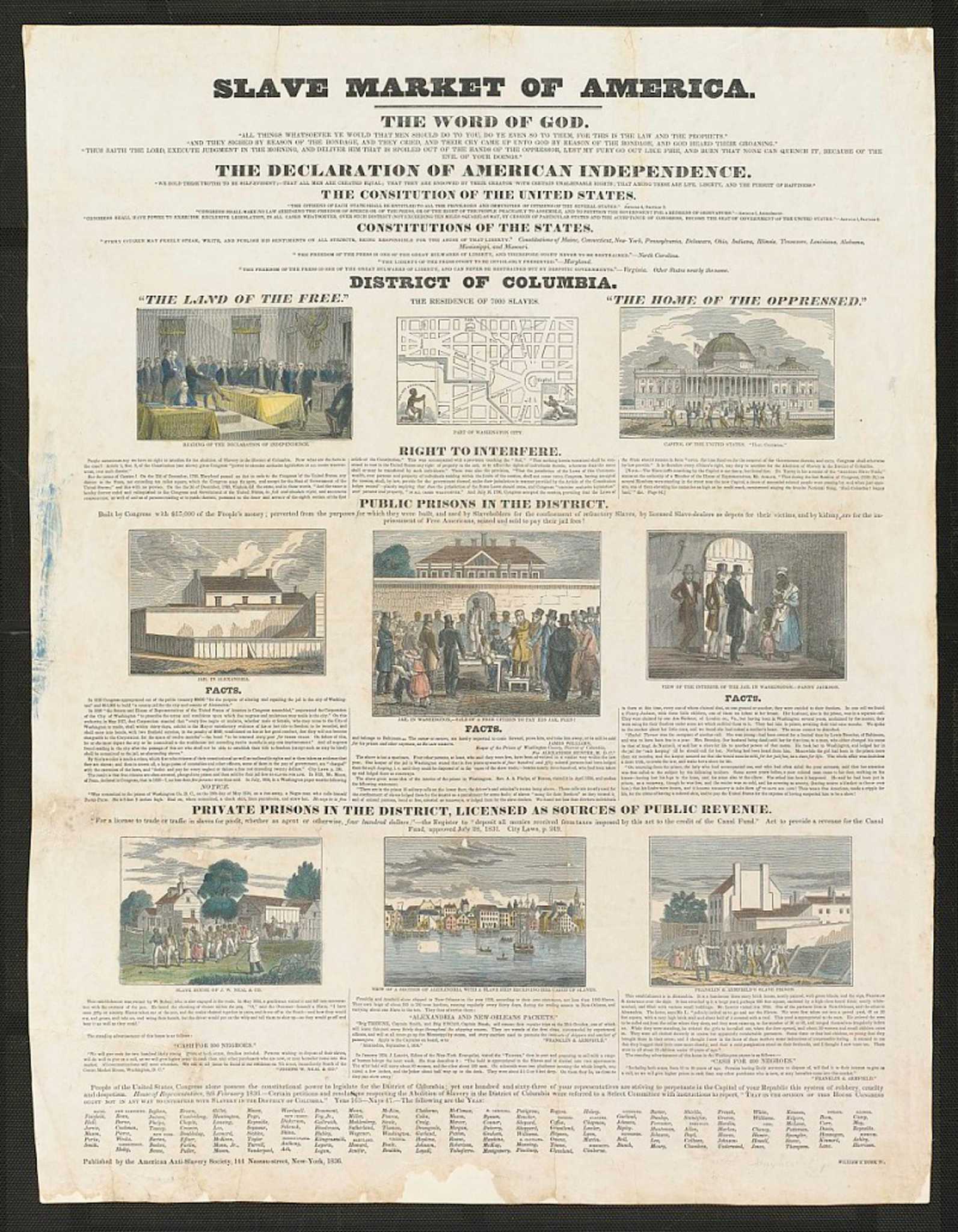 Document image of "slave market of America" broadside