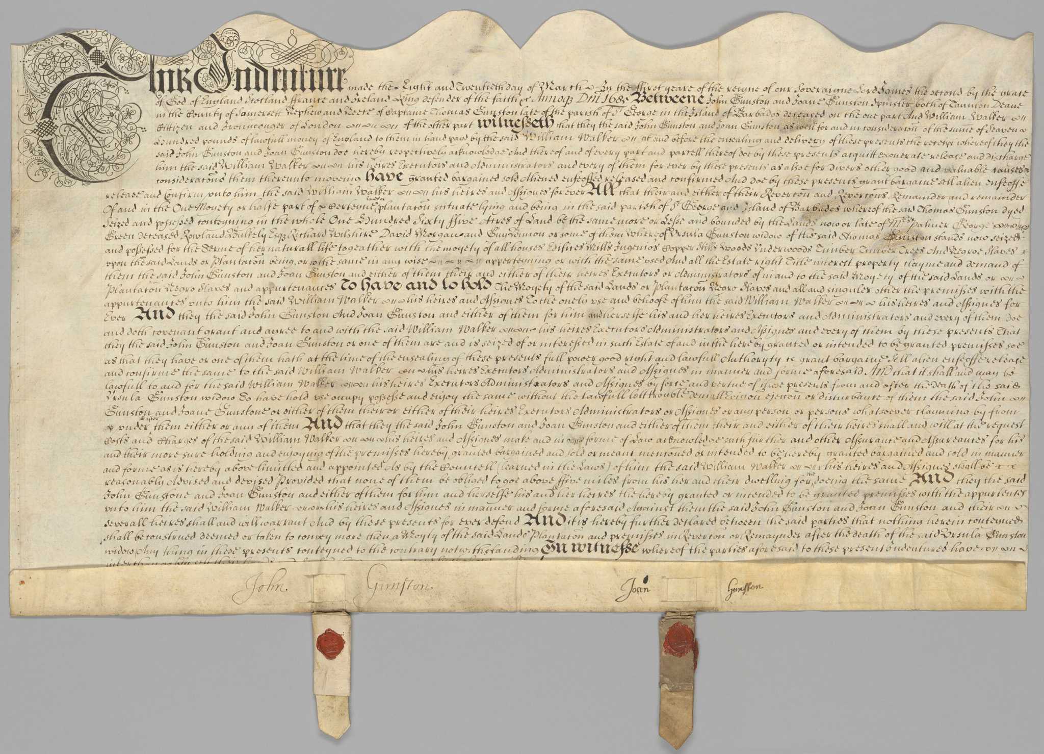 Image of document that passes land and enslaved people to next generation