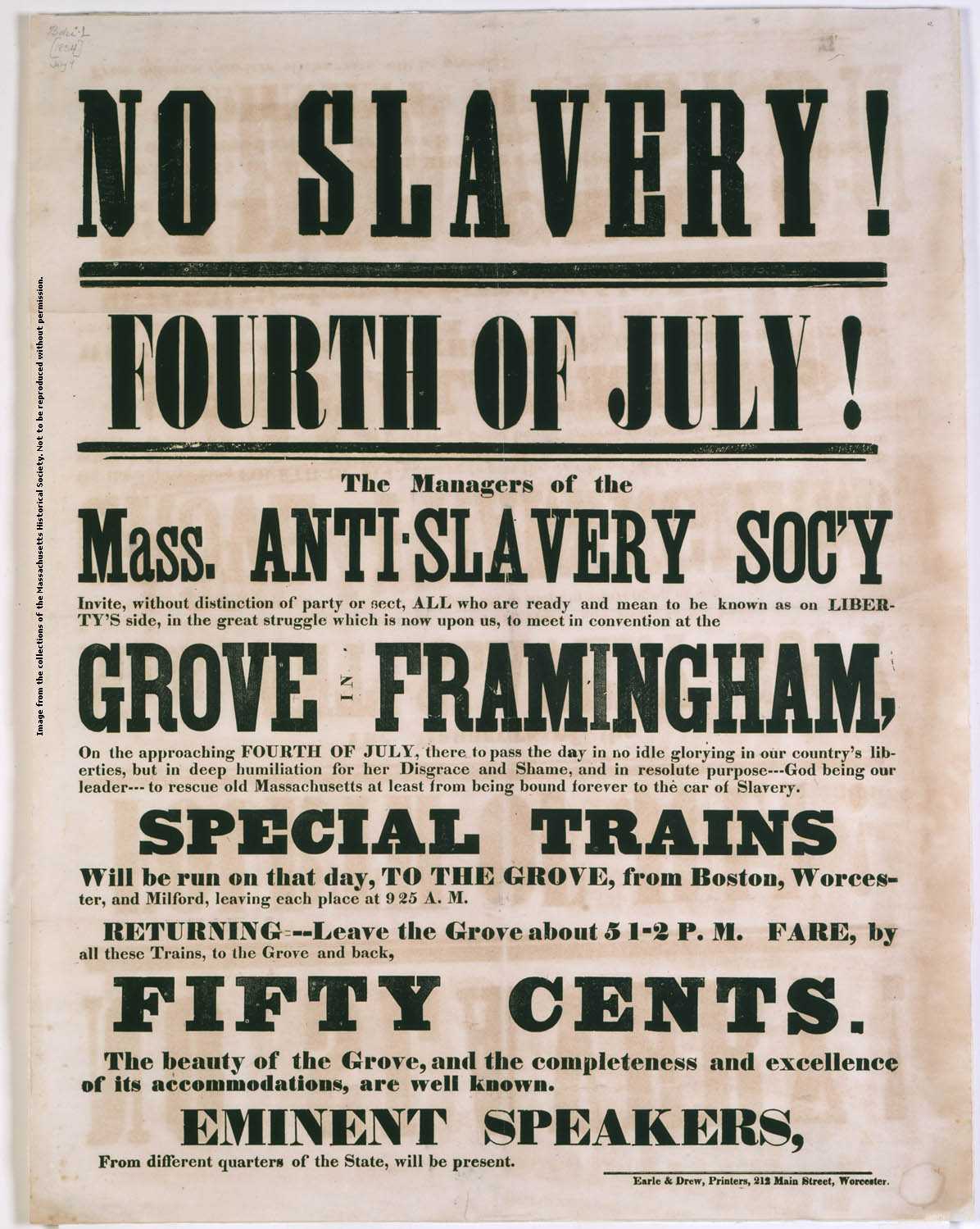 Image of broadside that reads "No slavery!"