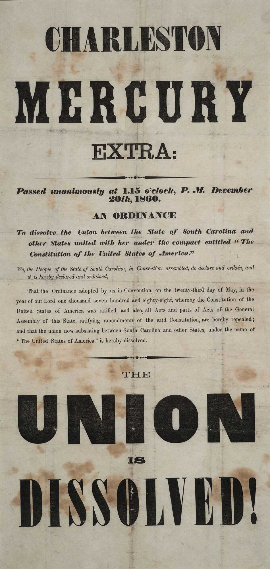 Image of broadside saying the Union is dissolved
