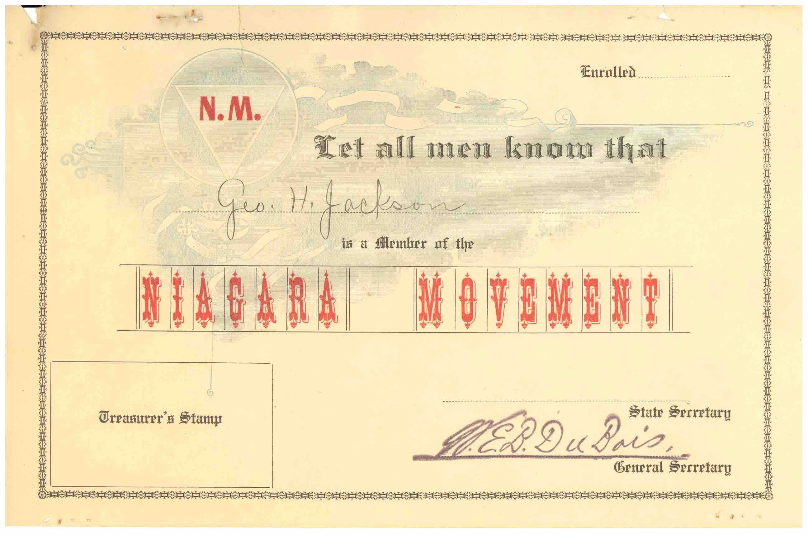 Image of Niagara Movement Membership Certificate