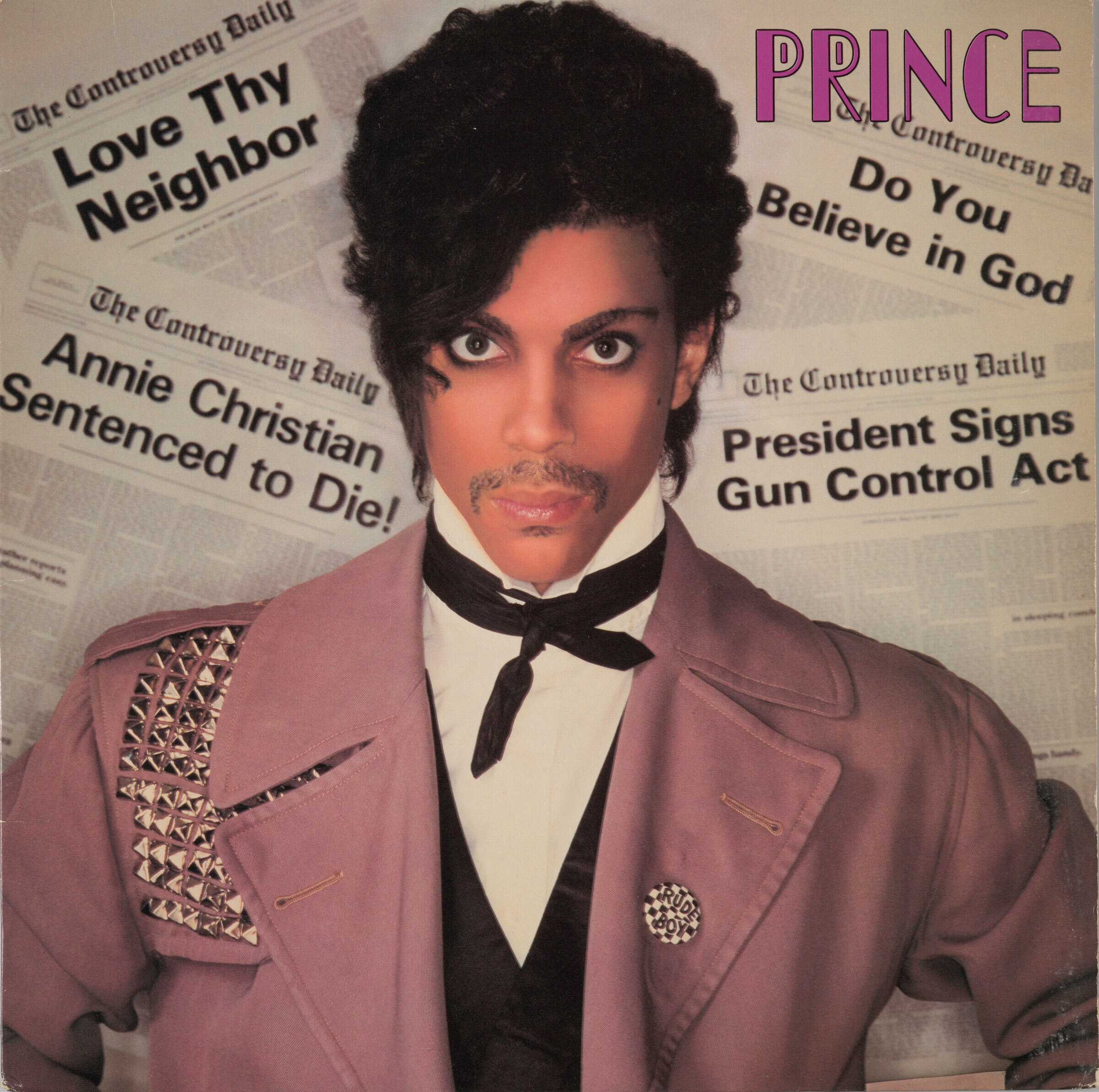 Image of the album jacket for Prince's album "Controversy" featuring a photograph of Prince.