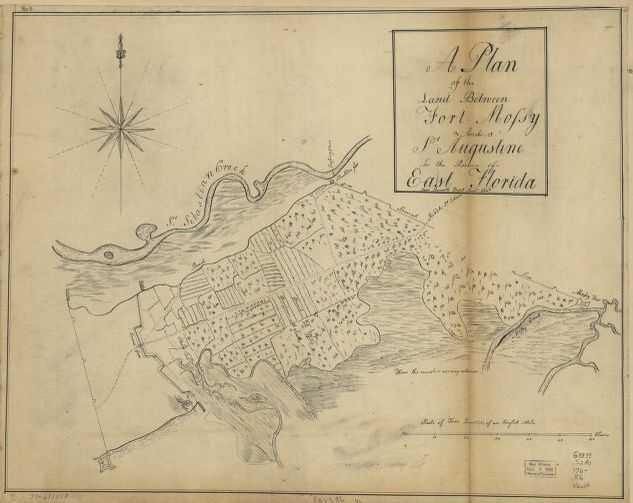 A plan of the land between Fort Mossy and St. Augustine in the province of East Florida
