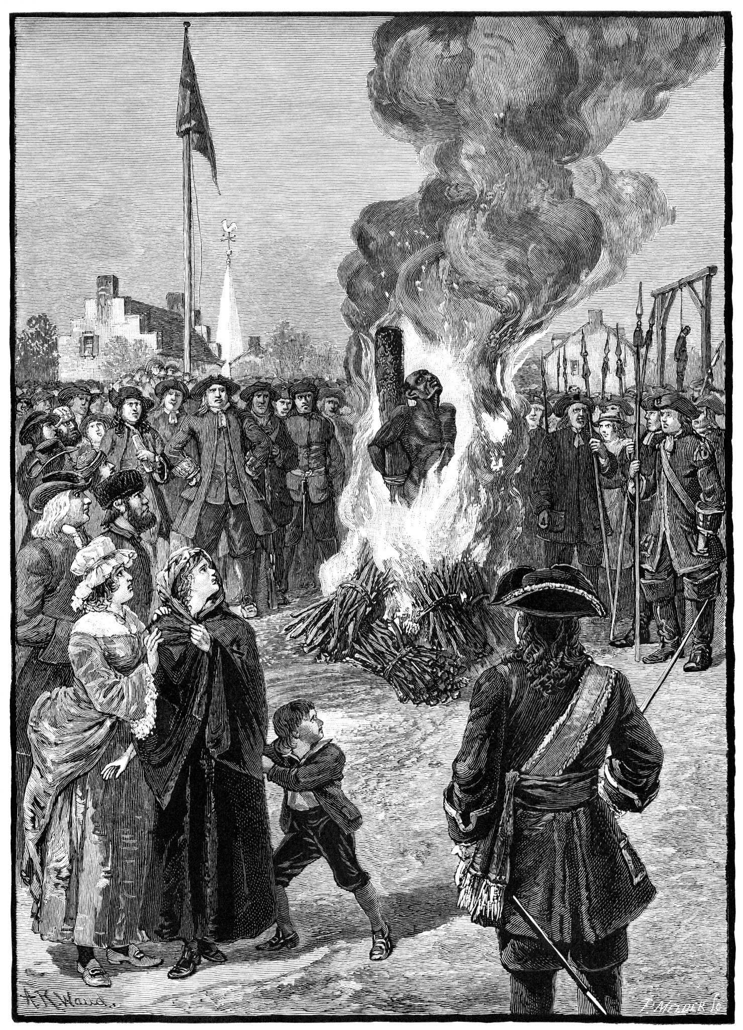 Black and white sketch of an execution