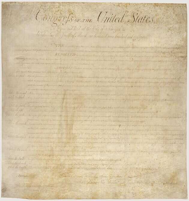 Image of Bill of Rights document